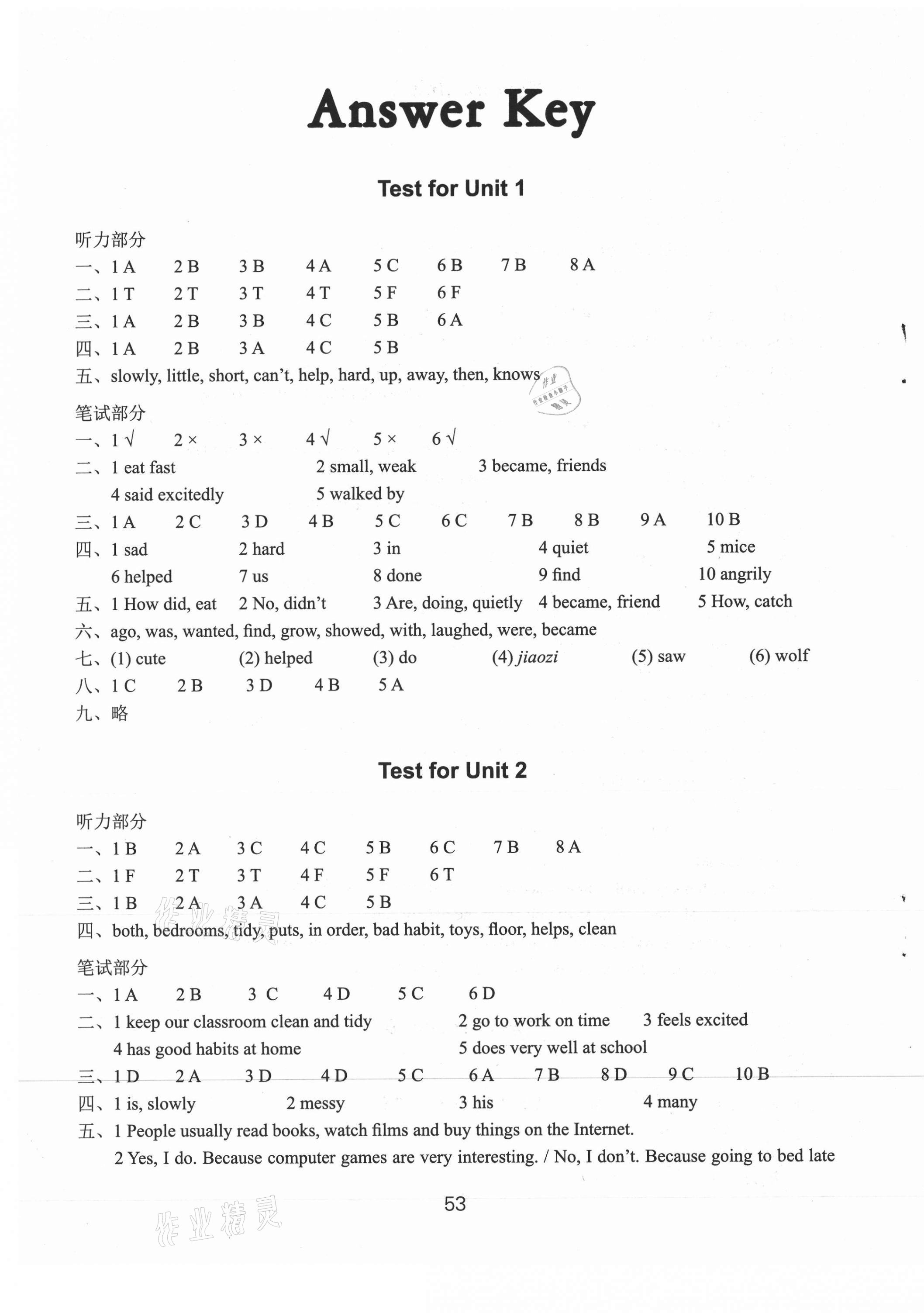 2021年小學(xué)英語(yǔ)強(qiáng)化練習(xí)六年級(jí)下冊(cè)譯林版 參考答案第1頁(yè)