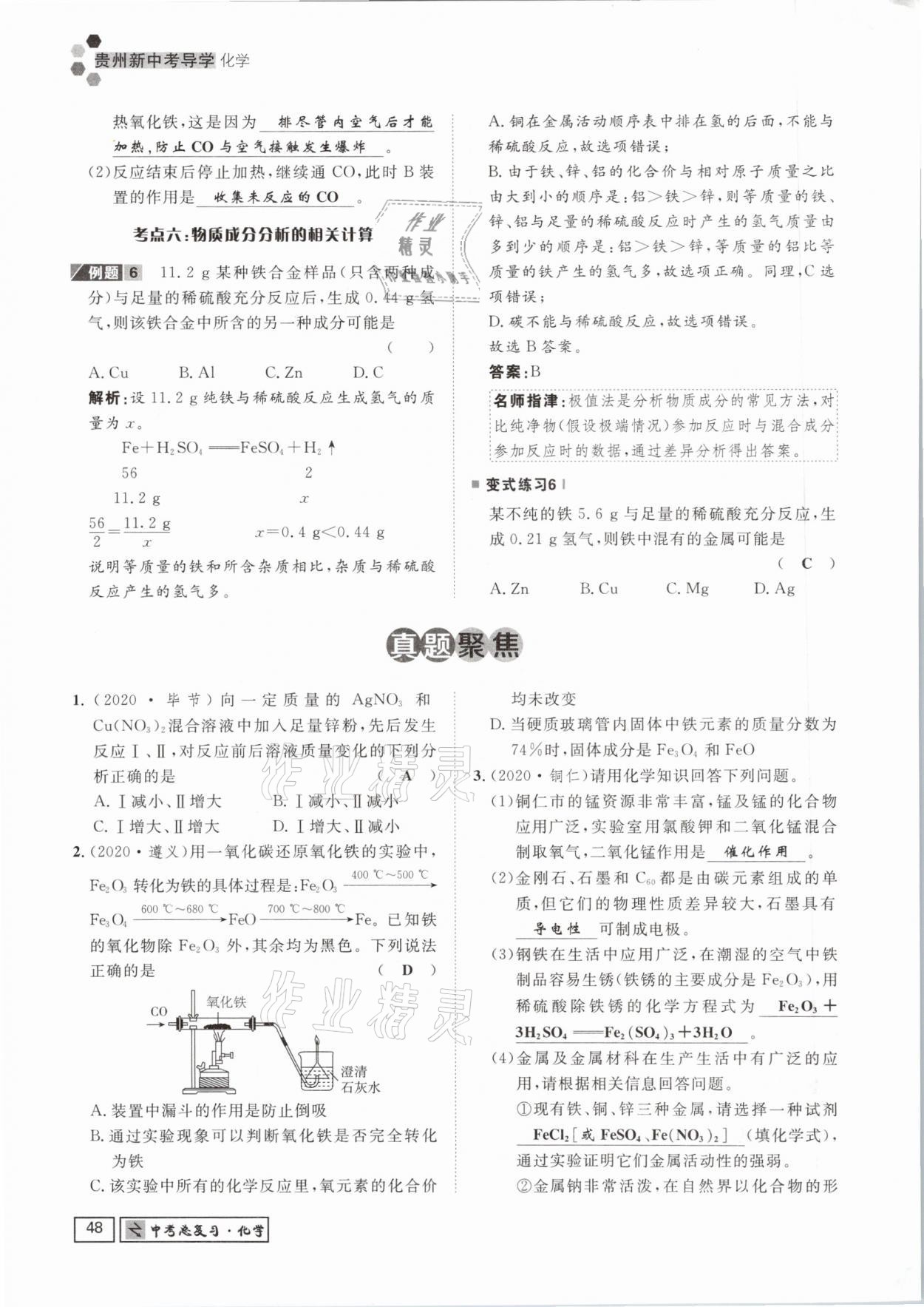 2021年貴州新中考導(dǎo)學(xué)化學(xué) 參考答案第48頁