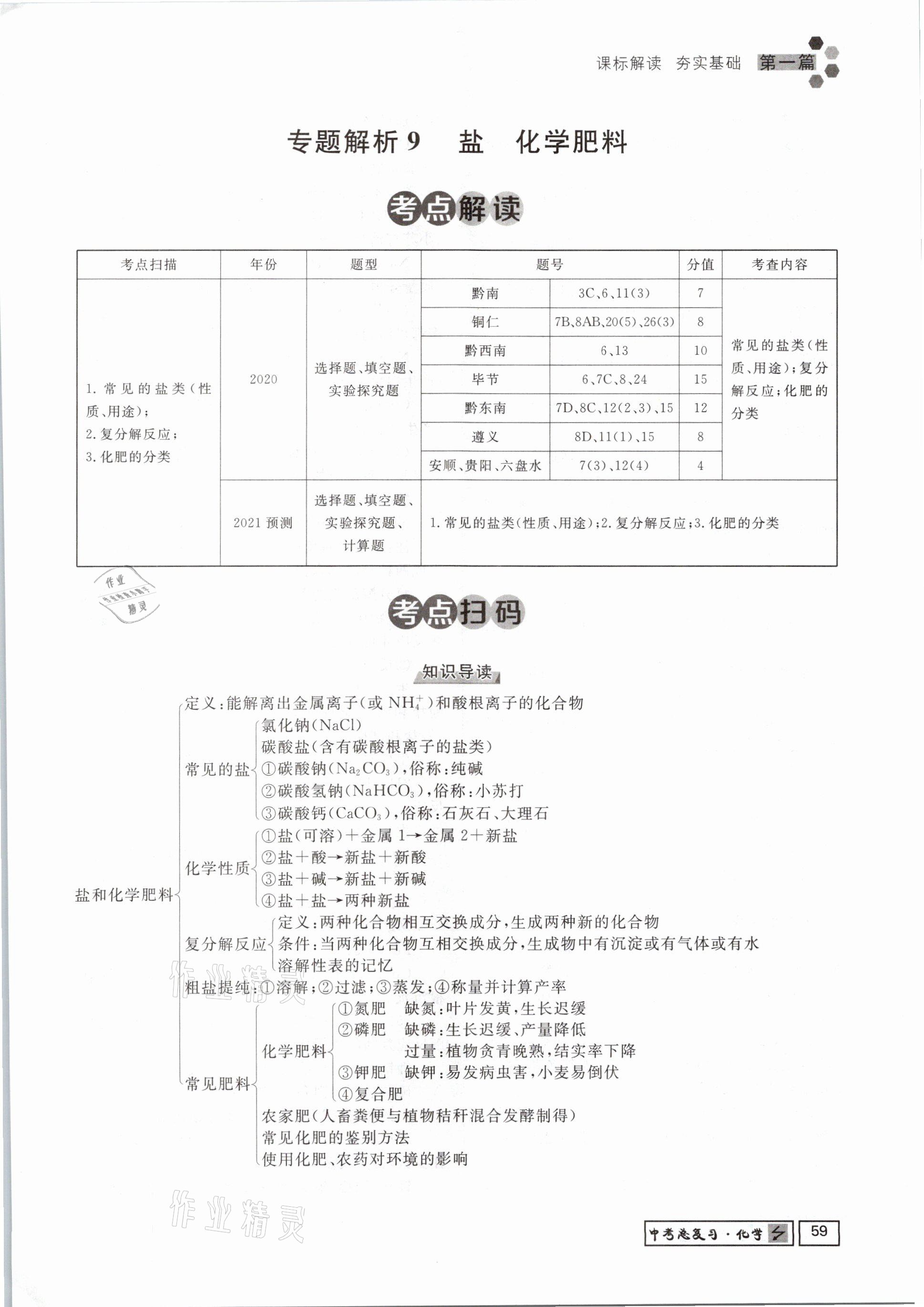 2021年貴州新中考導(dǎo)學(xué)化學(xué) 參考答案第59頁(yè)