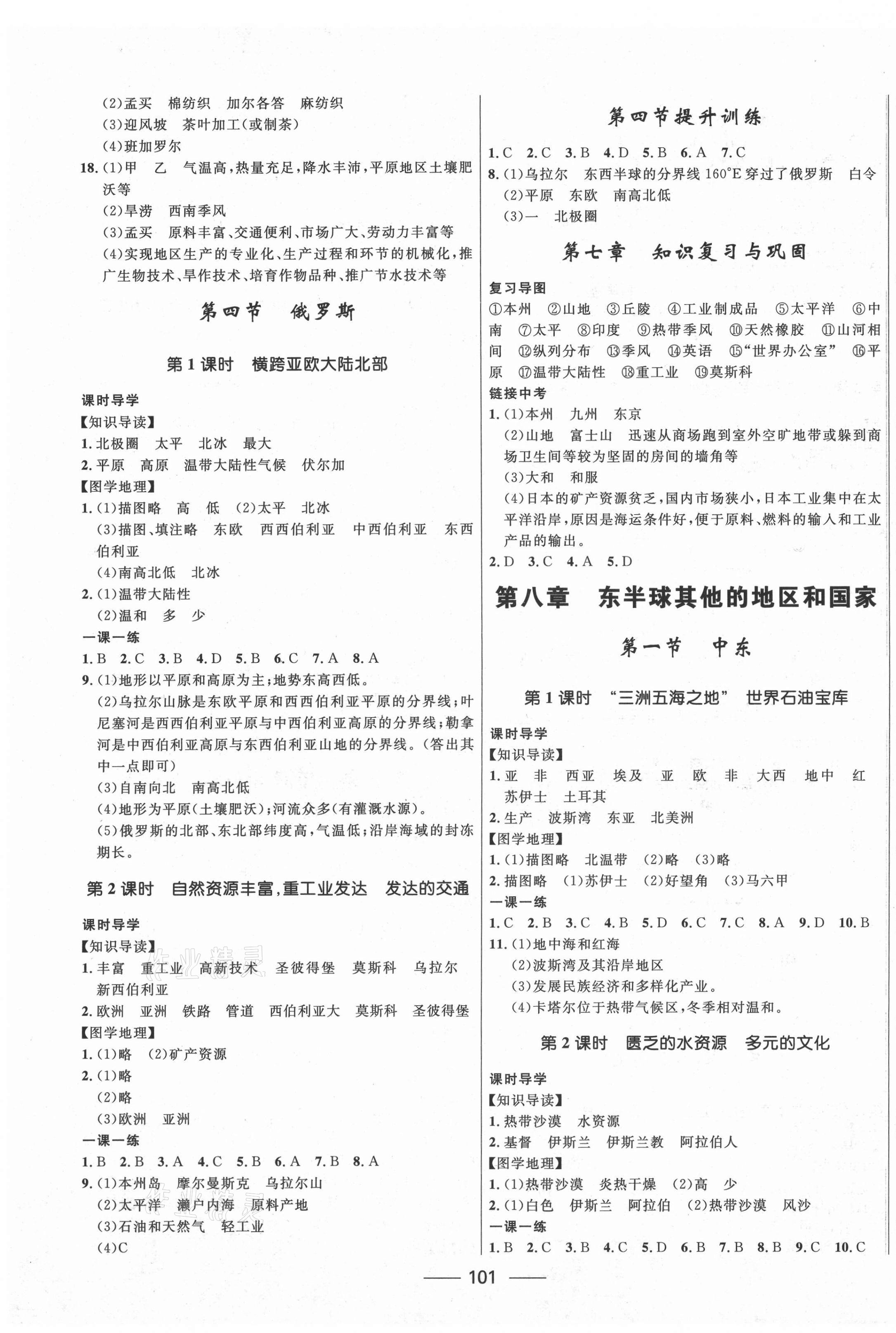 2021年奪冠百分百新導(dǎo)學(xué)課時練七年級地理下冊人教版 第3頁