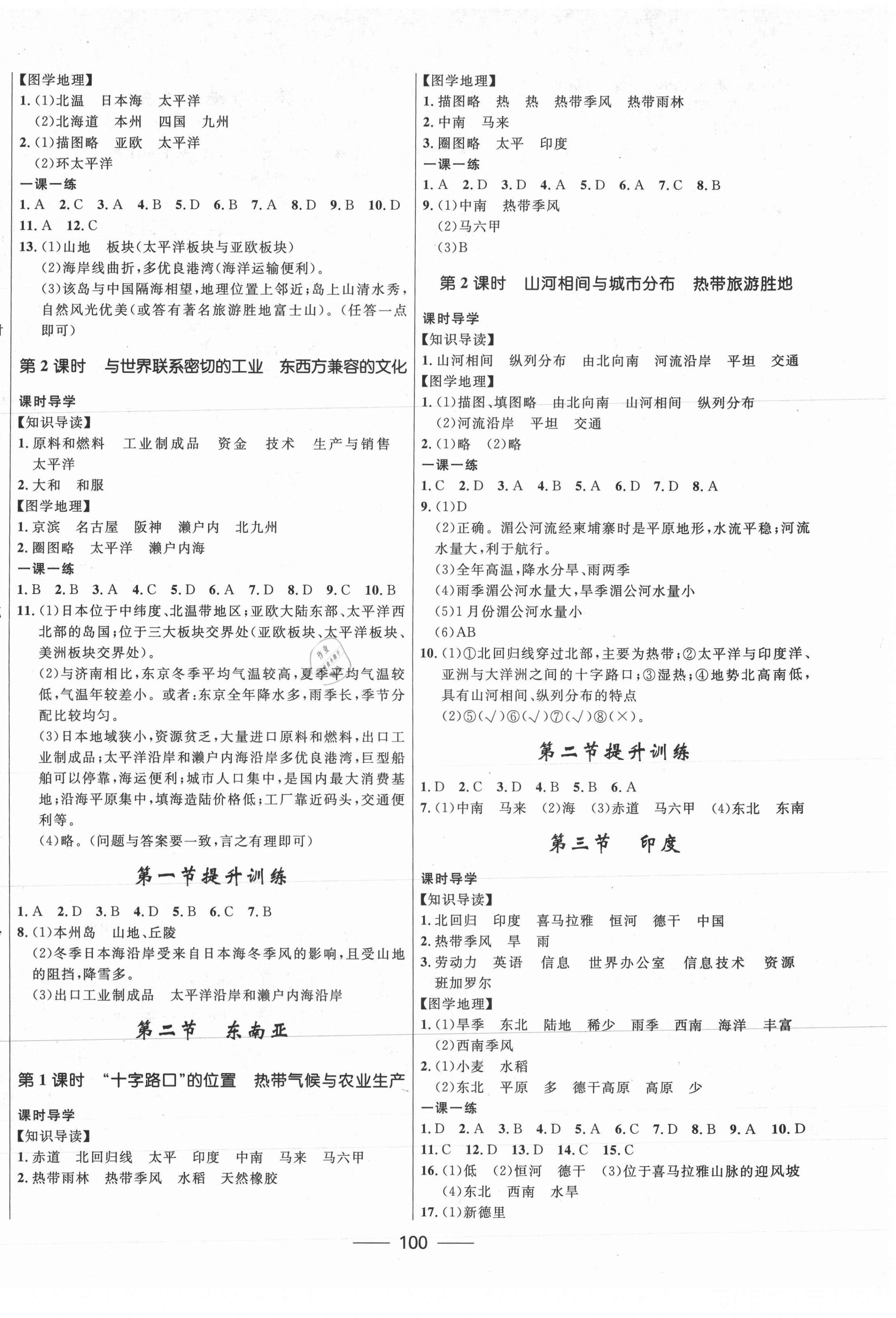 2021年奪冠百分百新導(dǎo)學(xué)課時練七年級地理下冊人教版 第2頁