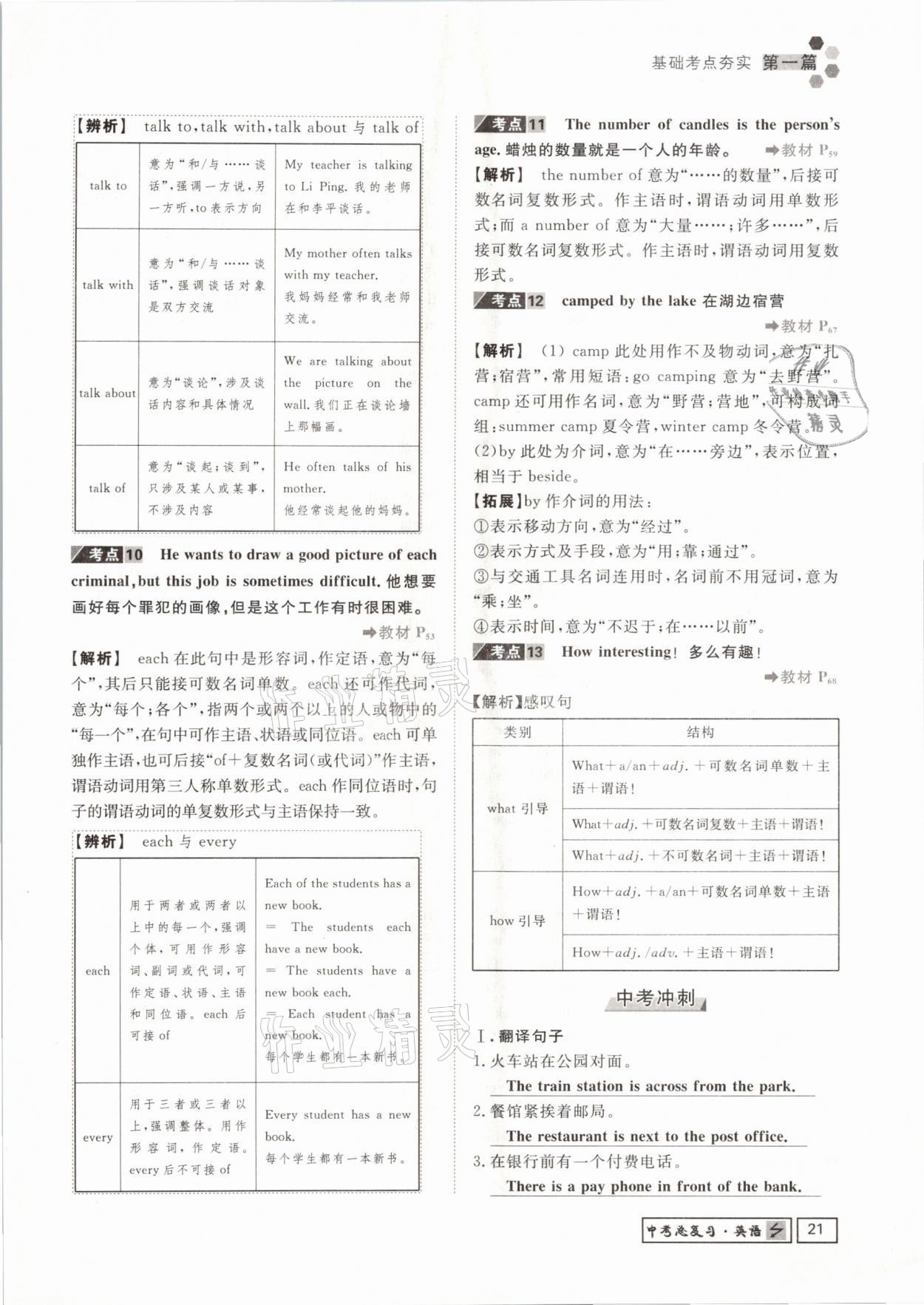 2021年遵义中考导学英语&nbsp;参考答案第21页