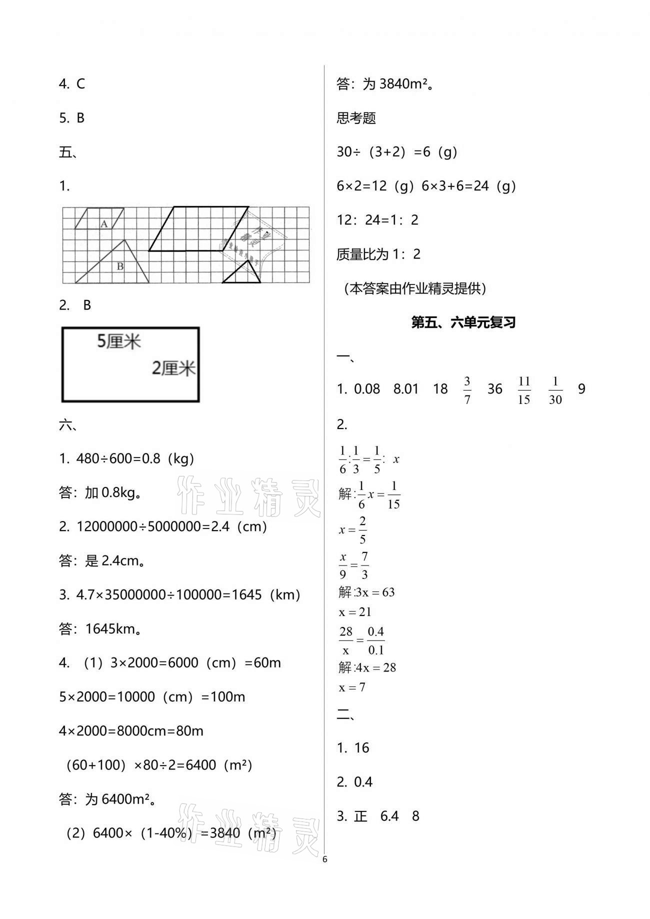 2021年練習(xí)與測(cè)試強(qiáng)化拓展卷六年級(jí)數(shù)學(xué)下冊(cè)蘇教版提升版 參考答案第6頁