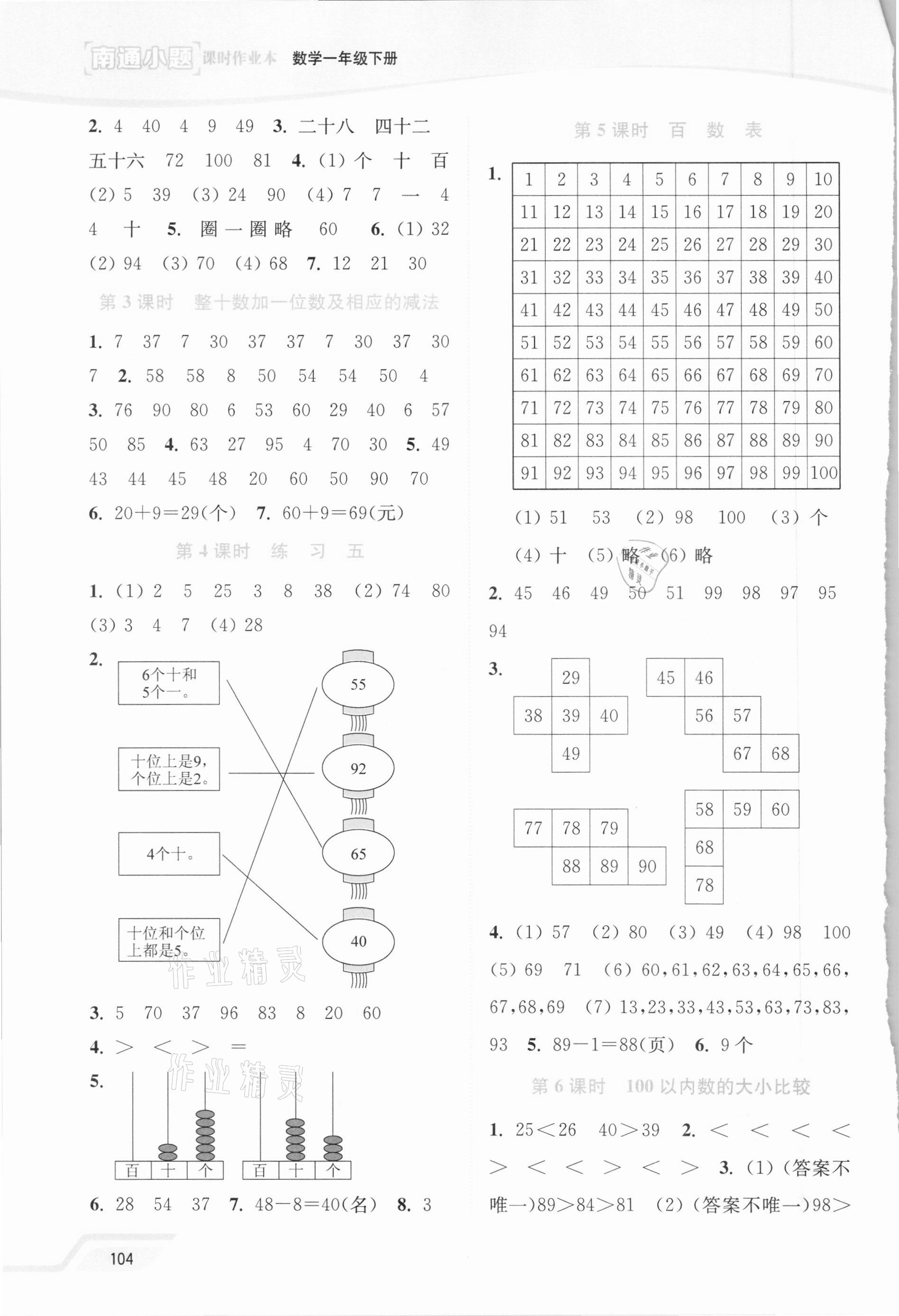 2021年南通小题课时作业本一年级数学下册苏教版 第4页