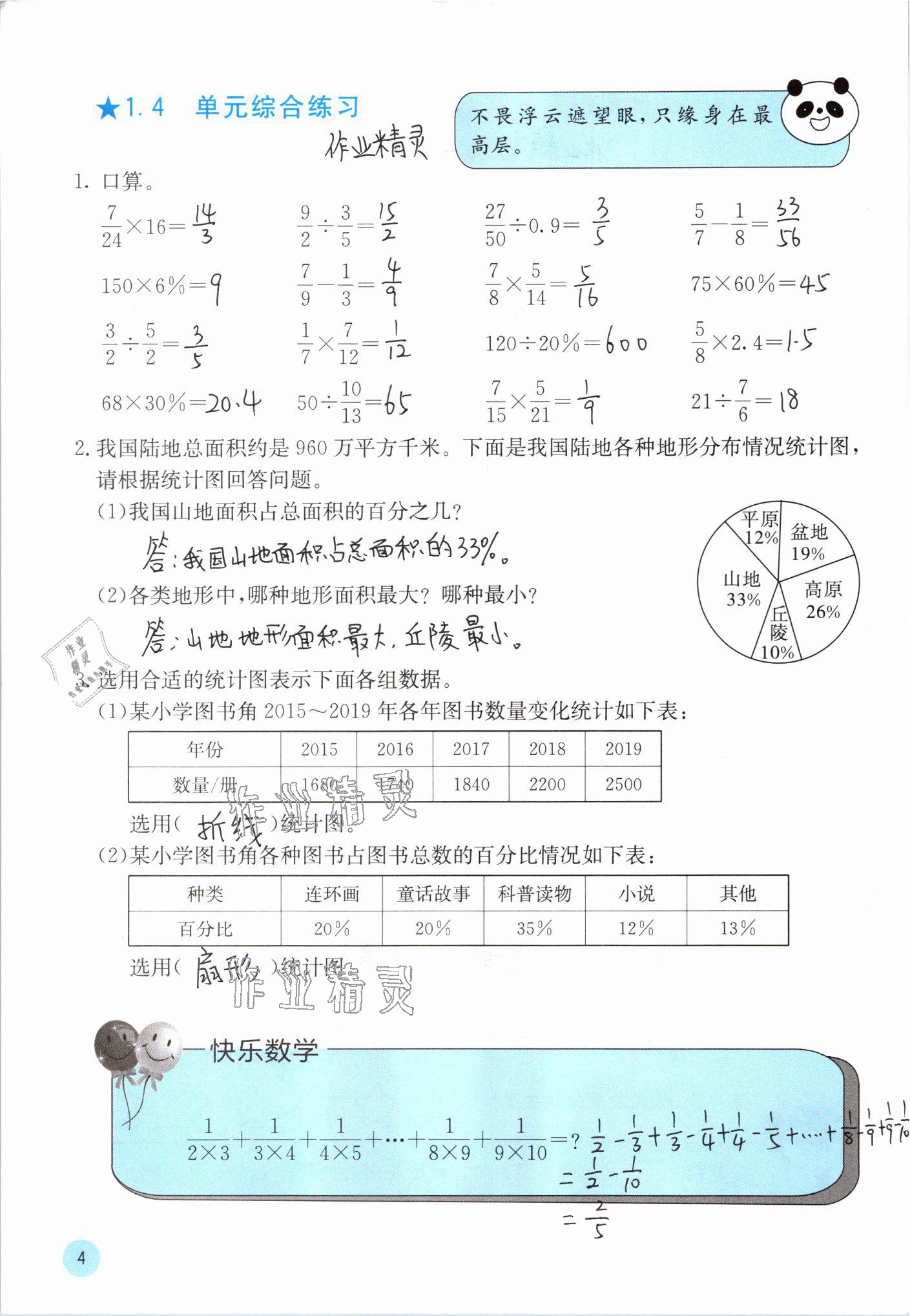 2021年快樂口算六年級(jí)數(shù)學(xué)下冊(cè)蘇教版 參考答案第4頁