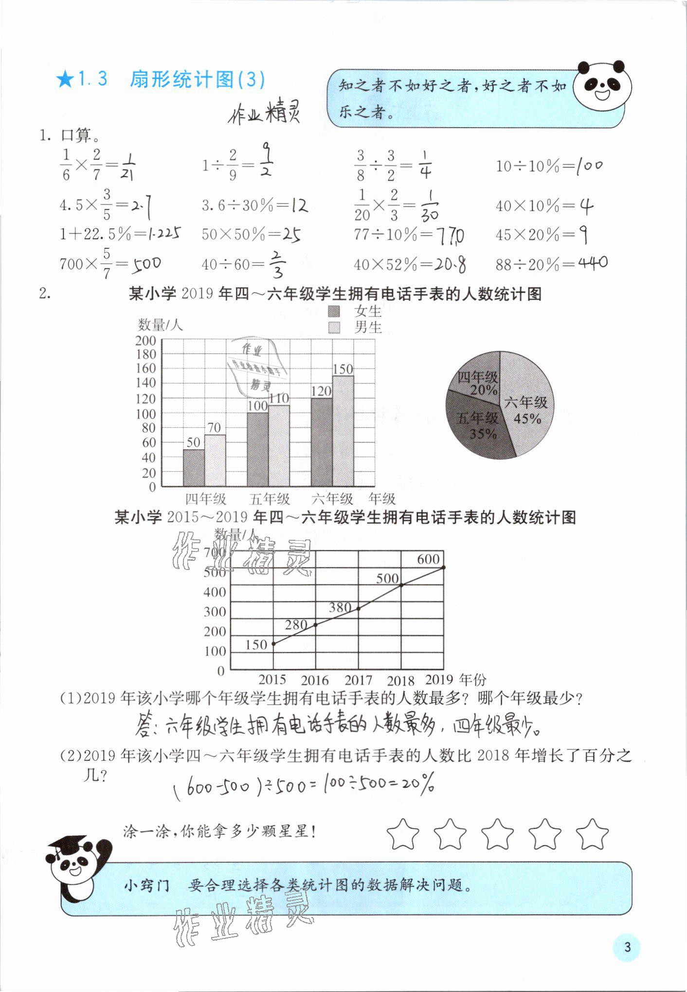 2021年快樂口算六年級數(shù)學下冊蘇教版 參考答案第3頁