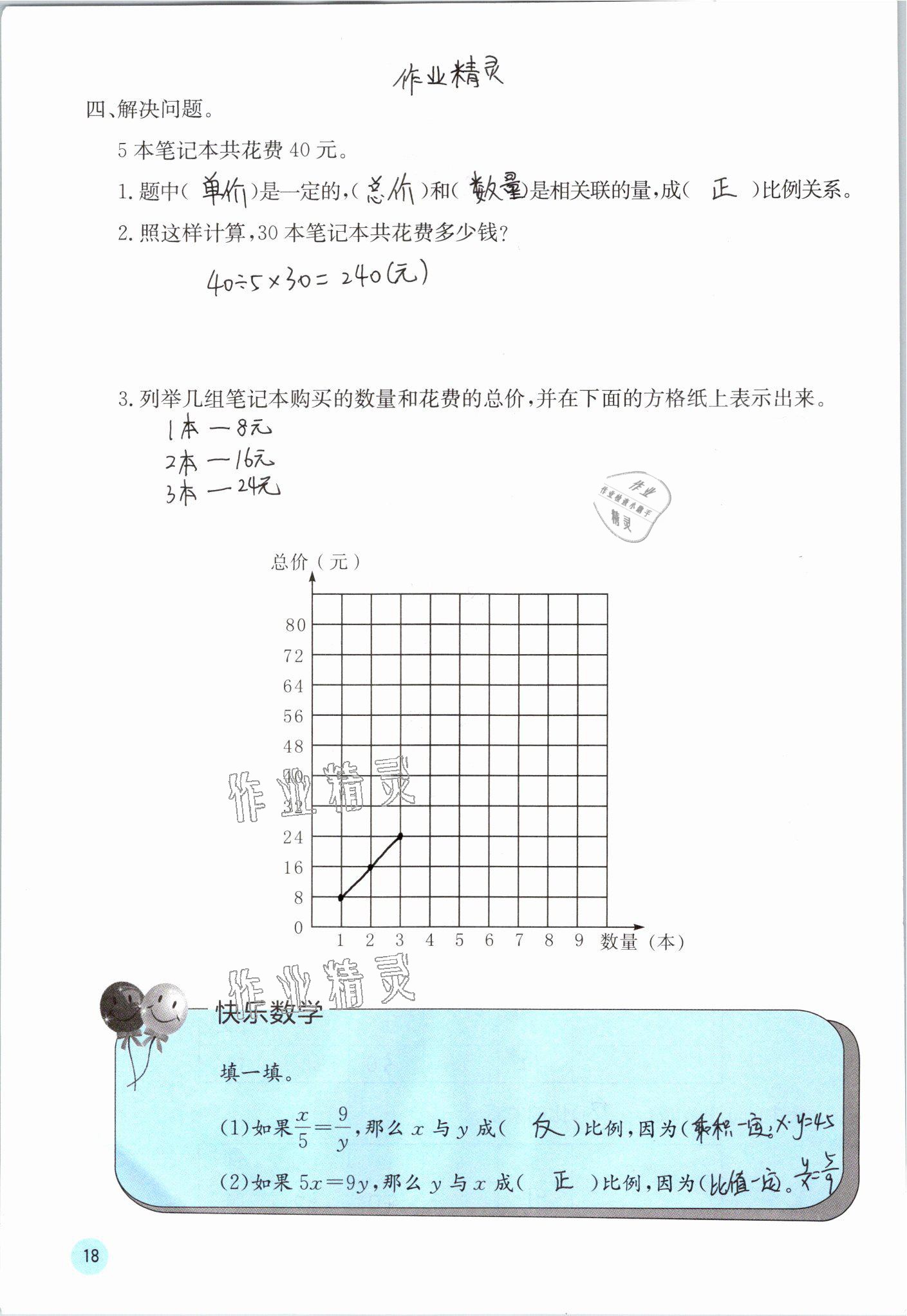 2021年快乐口算六年级数学下册冀教版 参考答案第18页