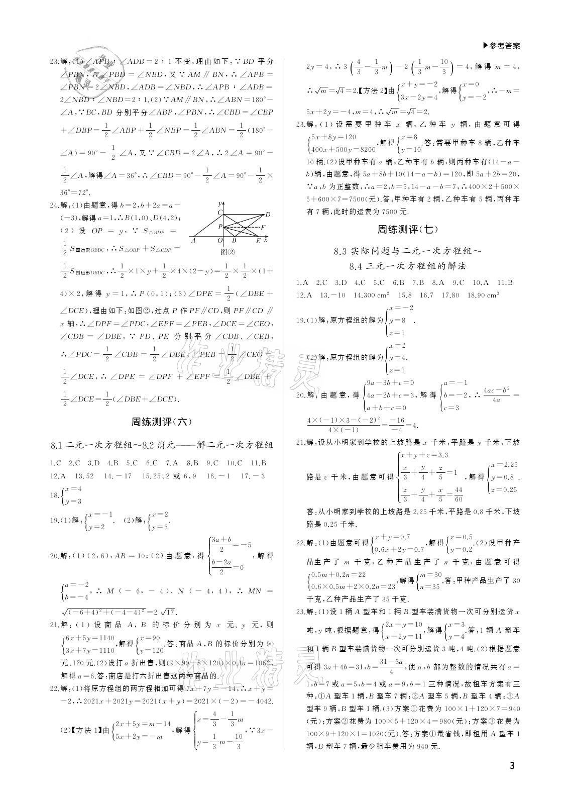 2021年超越1+1七年級(jí)數(shù)學(xué)下冊(cè)人教版 參考答案第3頁(yè)