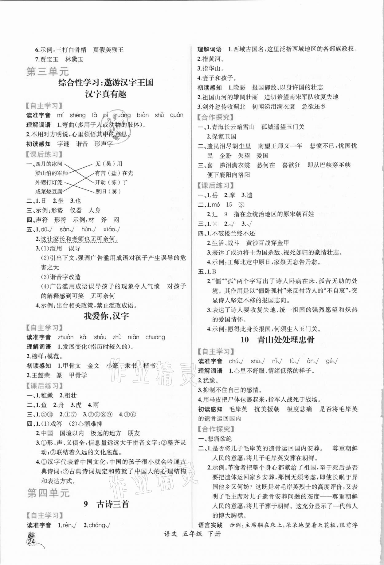 2021年同步導(dǎo)學(xué)案課時(shí)練五年級(jí)語文下冊(cè)人教版 第4頁