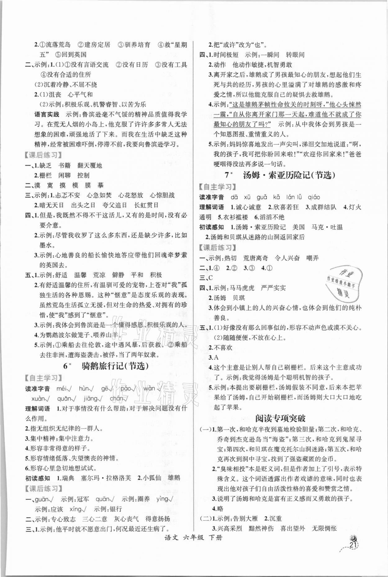 2021年同步導(dǎo)學(xué)案課時(shí)練六年級(jí)語文下冊(cè)人教版 第3頁