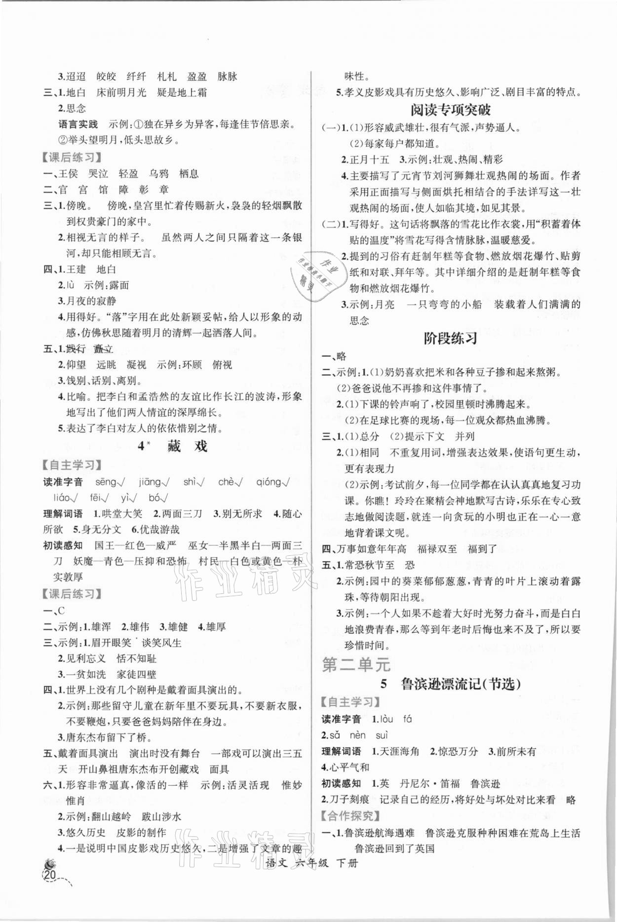 2021年同步導(dǎo)學(xué)案課時(shí)練六年級(jí)語(yǔ)文下冊(cè)人教版 第2頁(yè)