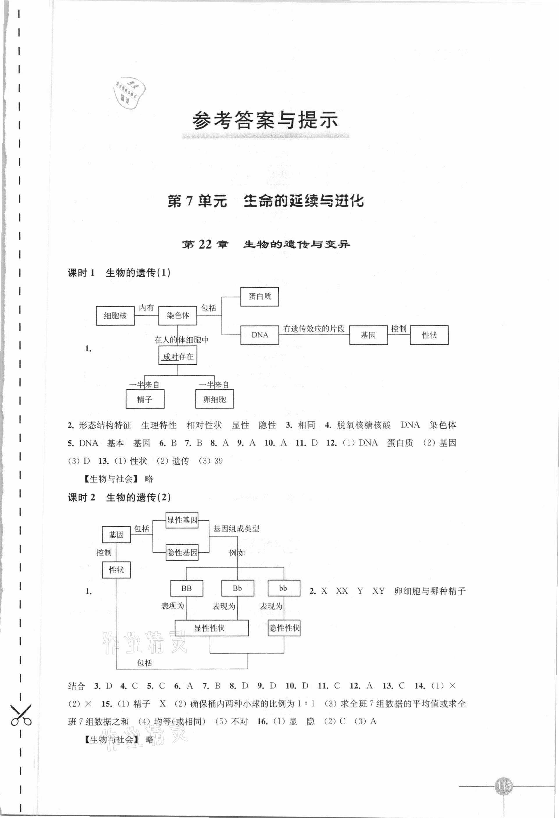 2021年课课练八年级生物下册苏科版 第1页