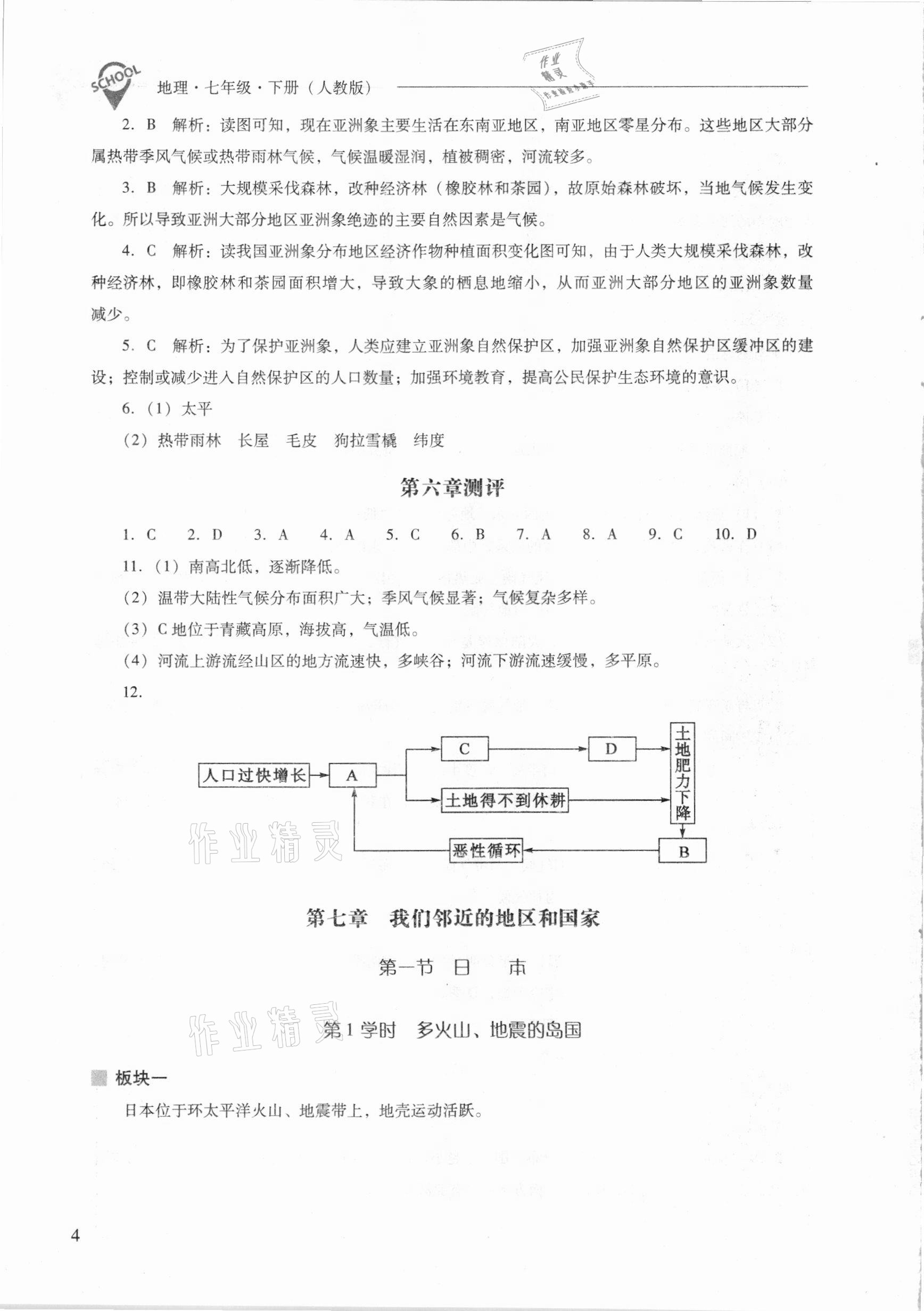 2021年新課程問題解決導學方案七年級地理下冊人教版 參考答案第4頁