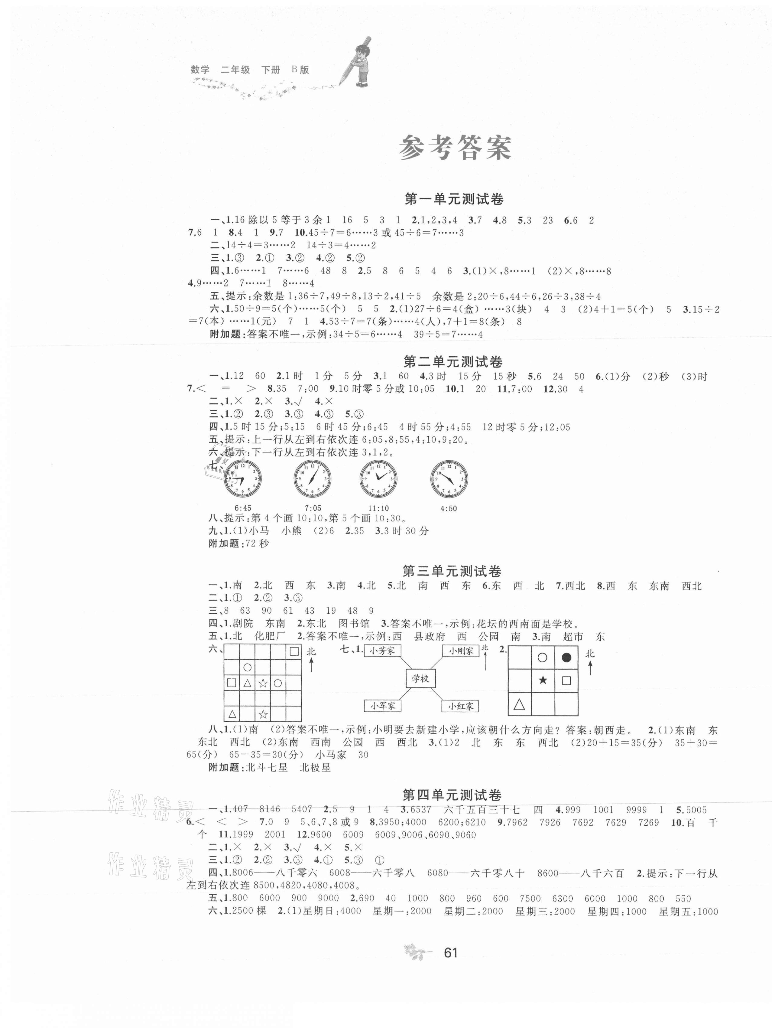 2021年新課程學(xué)習(xí)與測(cè)評(píng)單元雙測(cè)二年級(jí)數(shù)學(xué)下冊(cè)蘇教版B版 第1頁(yè)