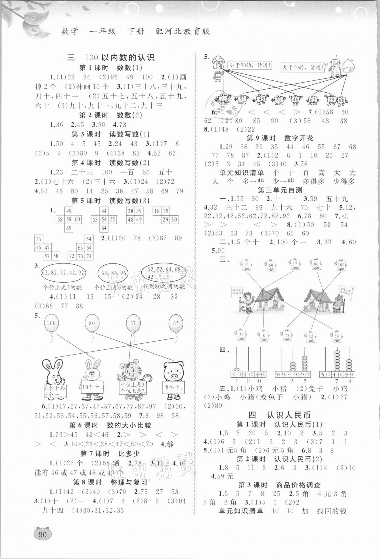 2021年新課程學(xué)習(xí)與測評同步學(xué)習(xí)一年級數(shù)學(xué)下冊冀教版 第2頁