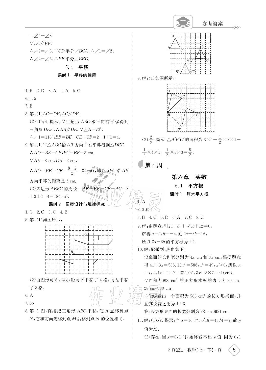 2021年日清周练七年级数学下册人教版 参考答案第5页