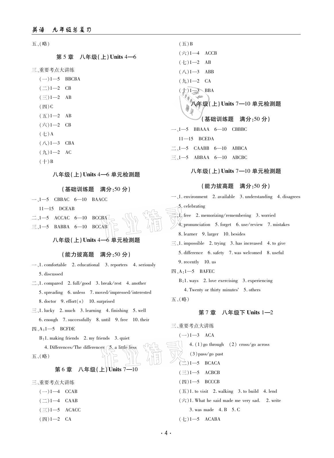 2021年文科愛(ài)好者中考總復(fù)習(xí)英語(yǔ)人教版第31期 參考答案第3頁(yè)