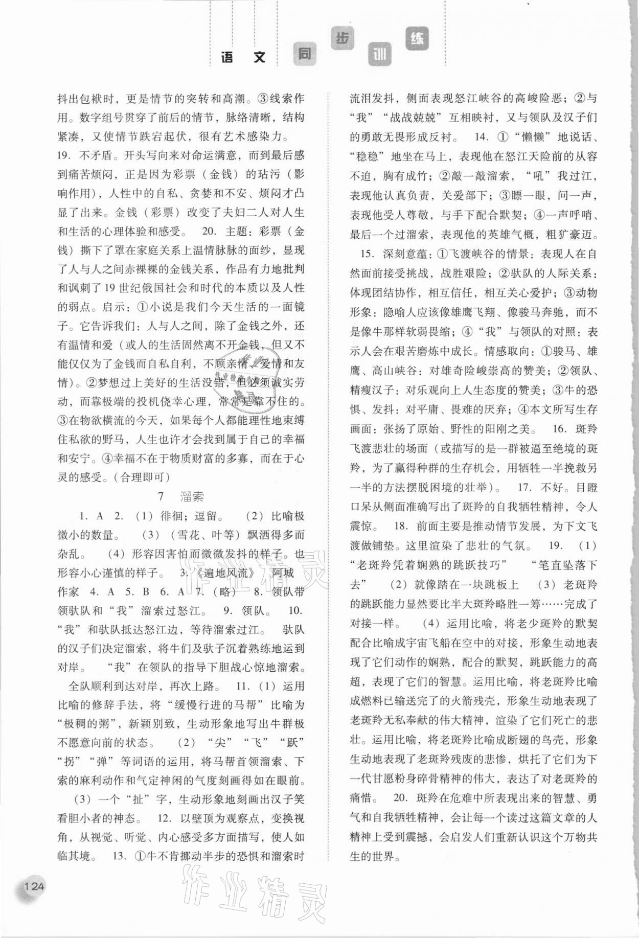 2021年同步訓(xùn)練九年級語文下冊人教版河北人民出版社 參考答案第5頁