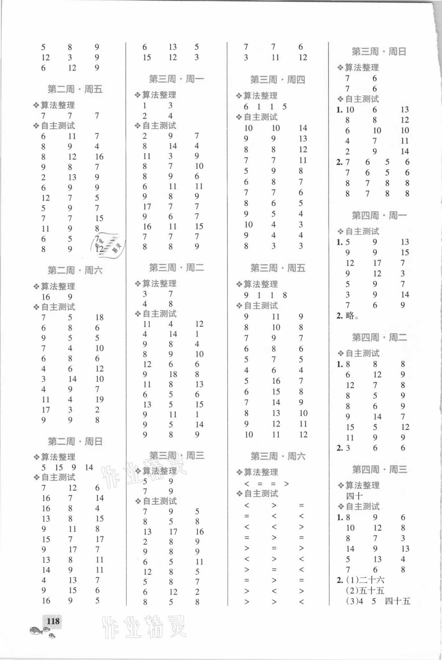 2021年小學(xué)學(xué)霸天天計算一年級下冊蘇教版 第2頁
