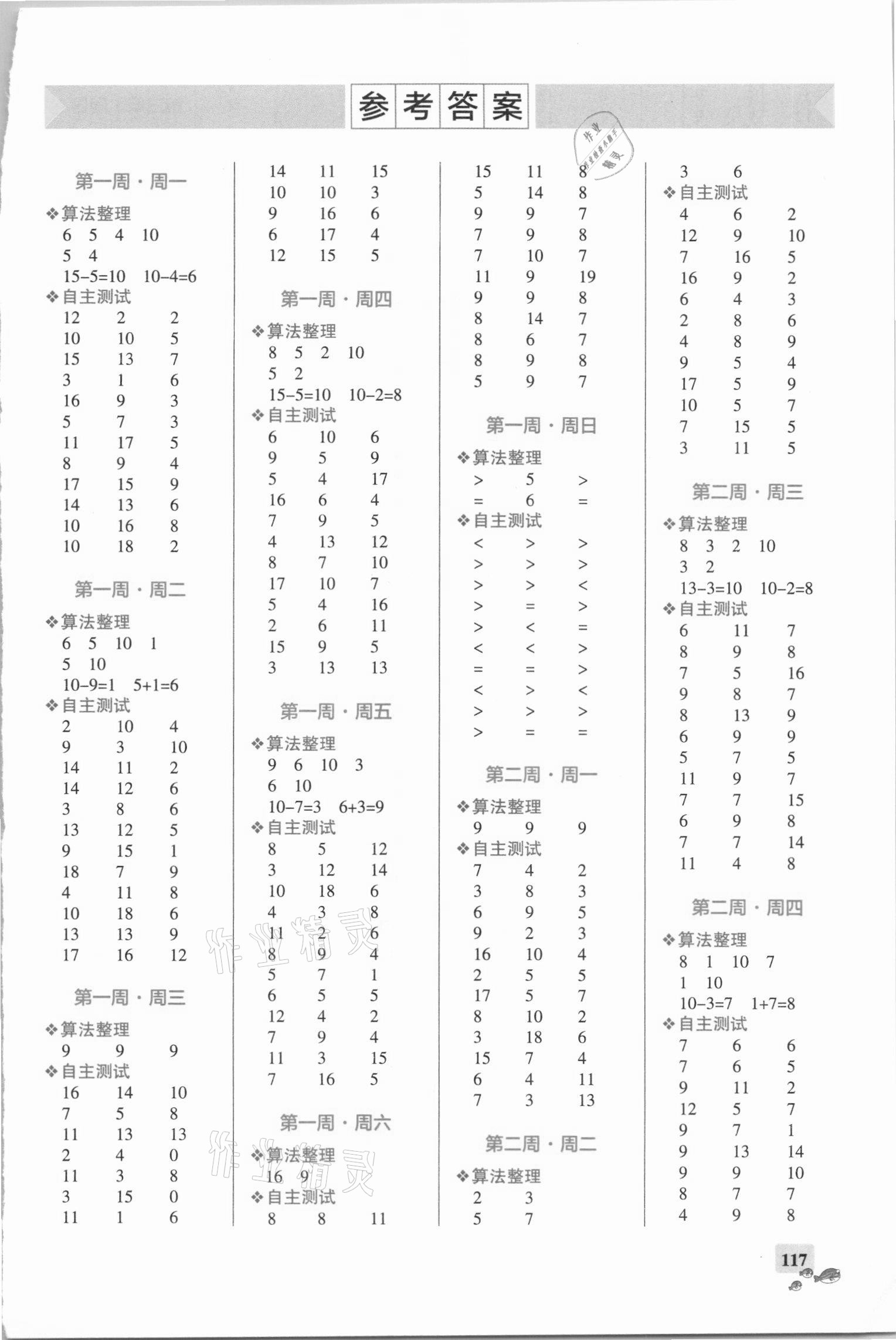 2021年小學(xué)學(xué)霸天天計(jì)算一年級下冊蘇教版 第1頁