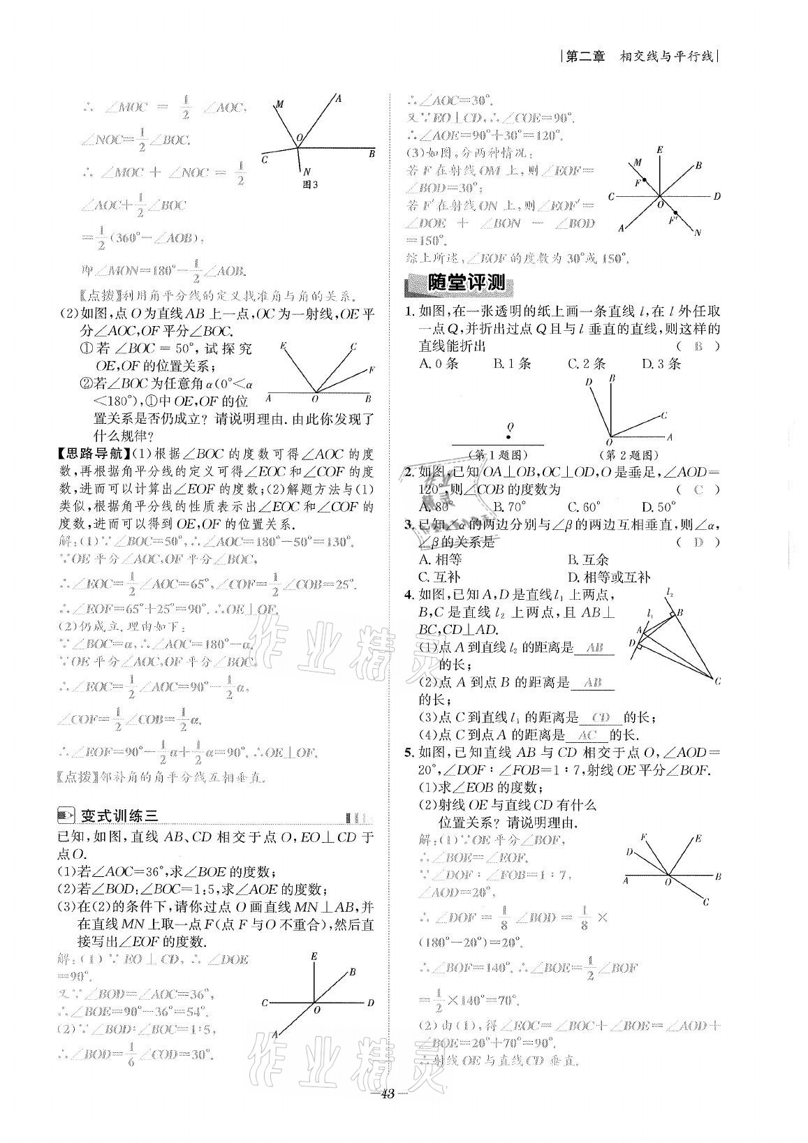 2021年課內(nèi)達(dá)標(biāo)同步學(xué)案初數(shù)一號(hào)七年級(jí)數(shù)學(xué)下冊(cè)北師大版 參考答案第42頁