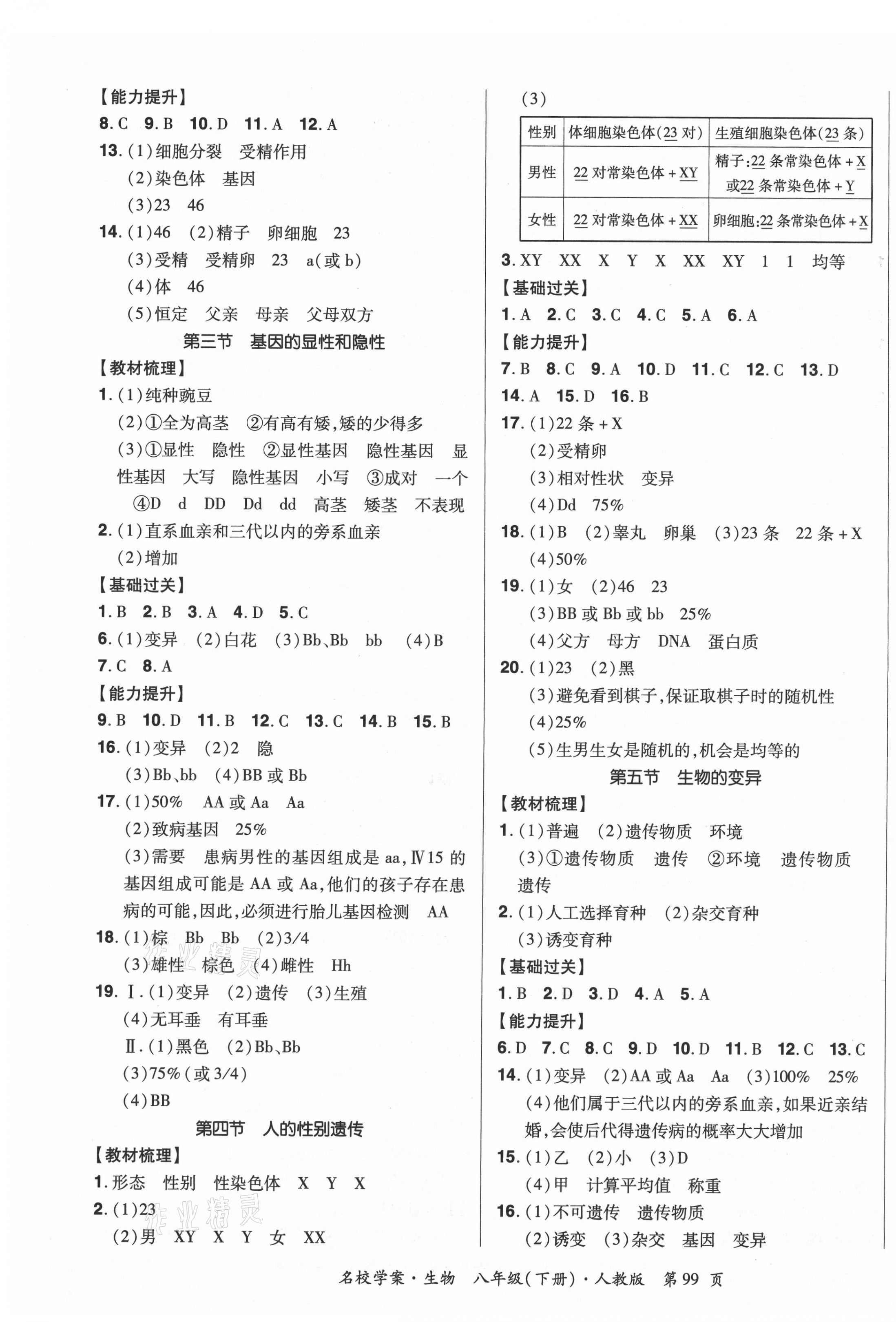 2021年國(guó)華作業(yè)本名校學(xué)案八年級(jí)生物下冊(cè)人教版 第3頁