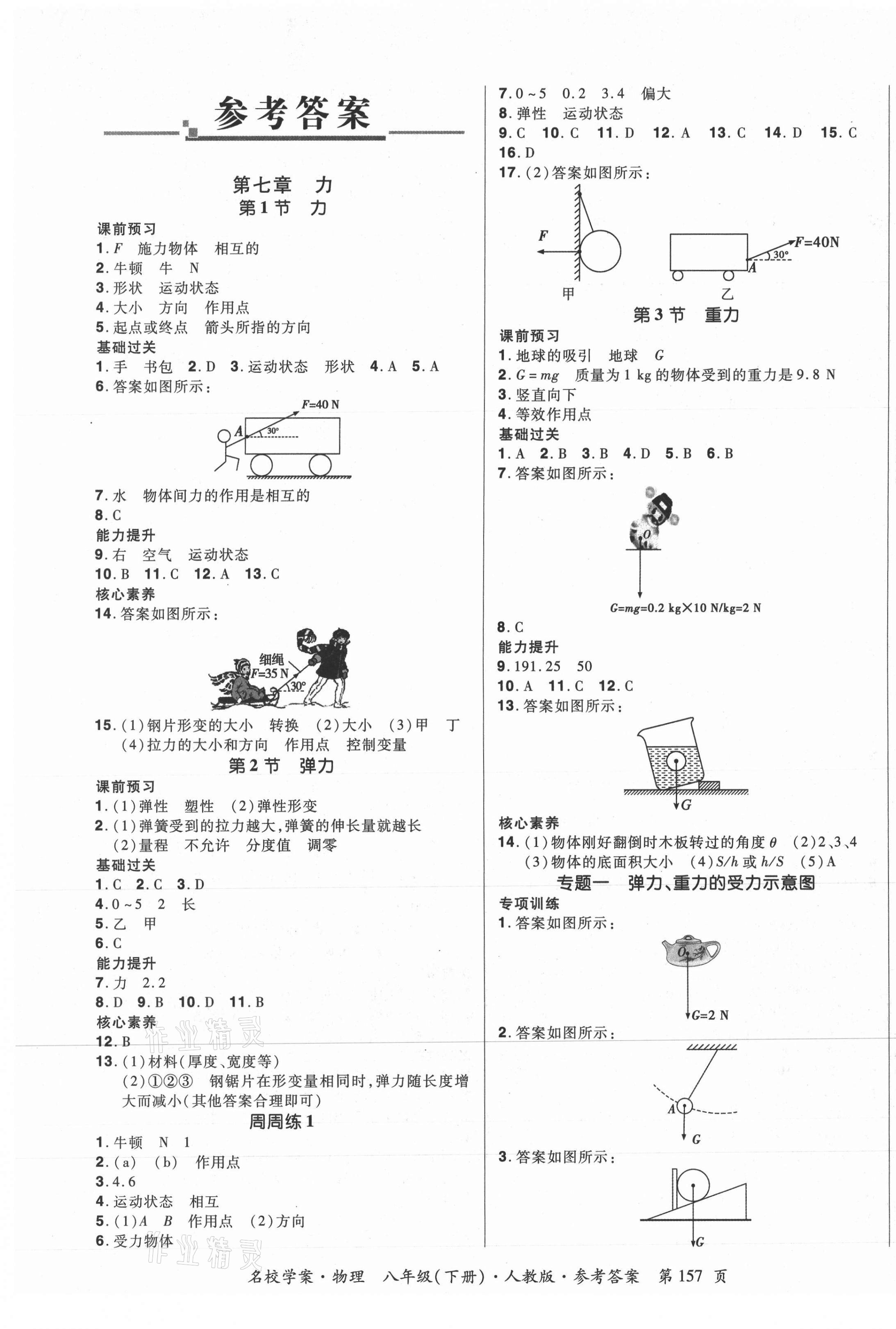 2021年國(guó)華作業(yè)本名校學(xué)案八年級(jí)物理下冊(cè)人教版 第1頁