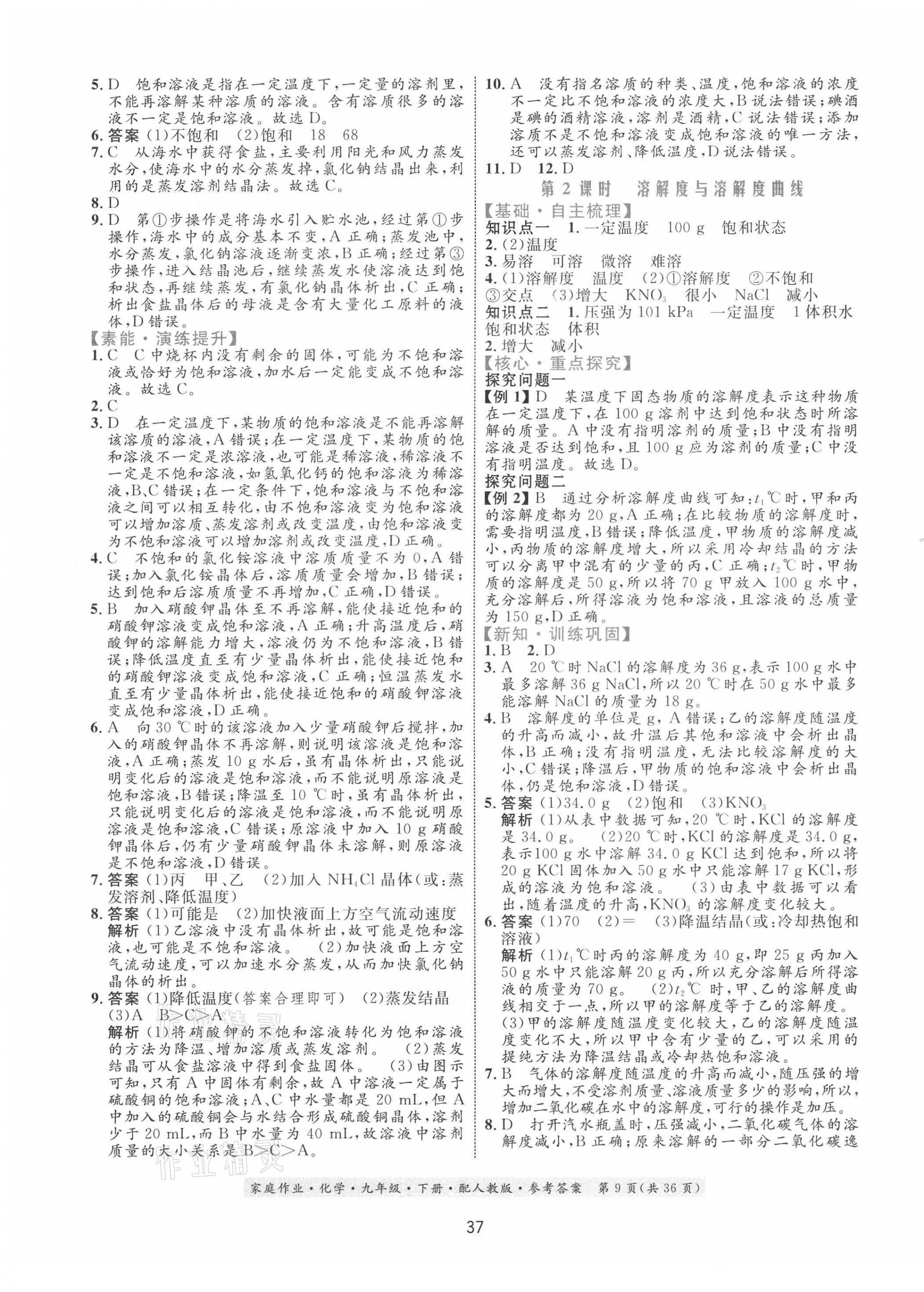 2021年家庭作業(yè)九年級(jí)化學(xué)下冊(cè)人教版 第9頁(yè)