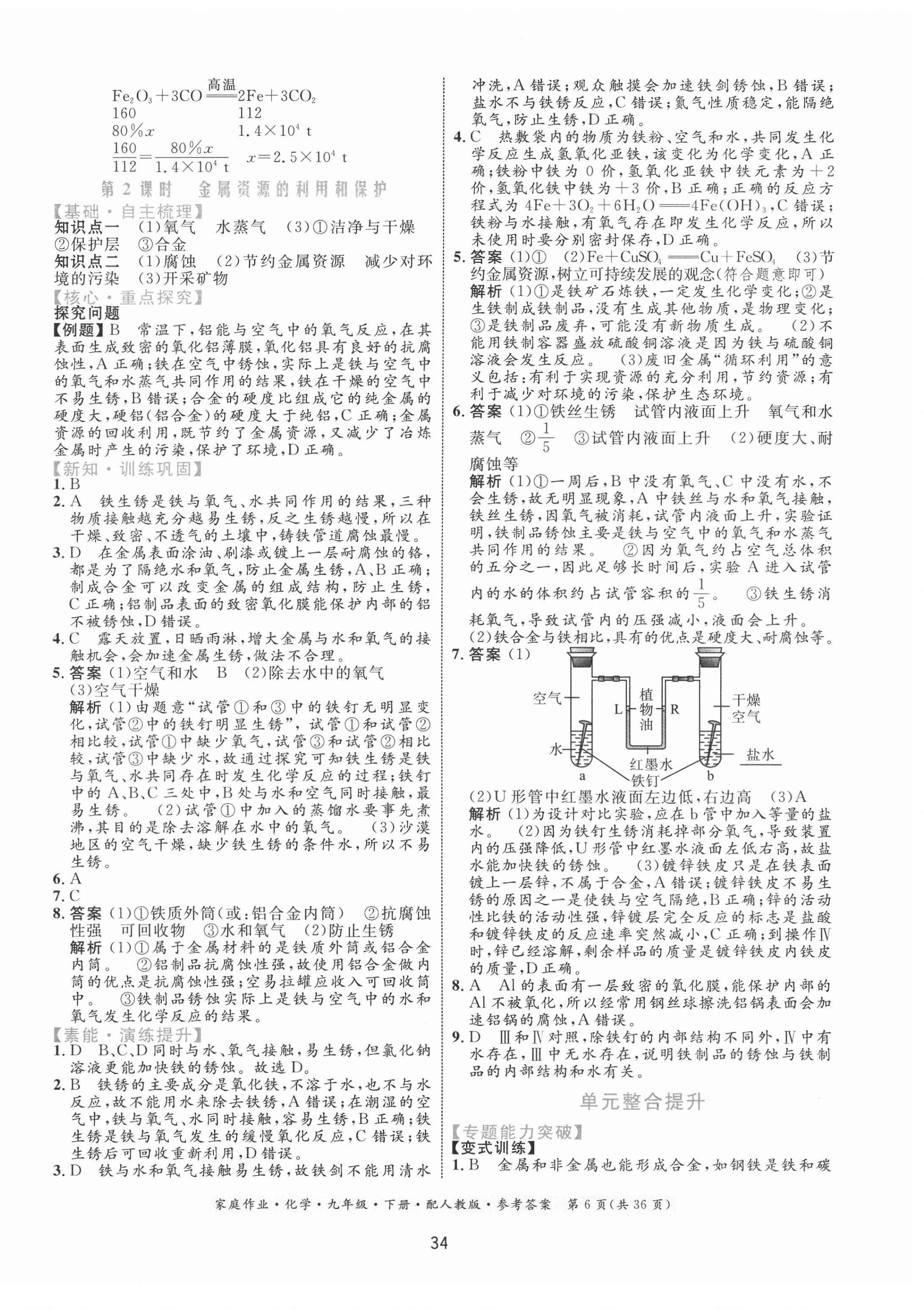 2021年家庭作業(yè)九年級化學(xué)下冊人教版 第6頁