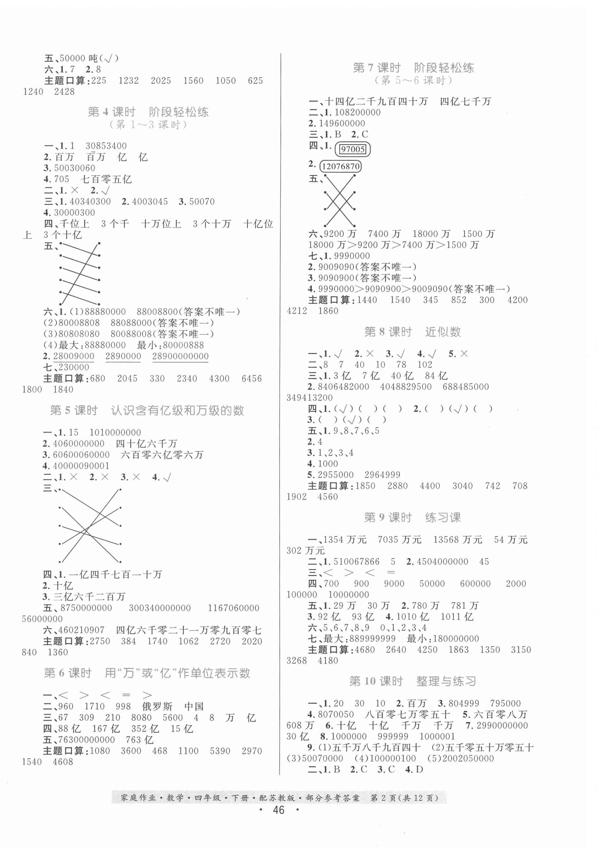 2021年家庭作業(yè)數(shù)學(xué)四年級(jí)下冊(cè)蘇教版 第2頁(yè)