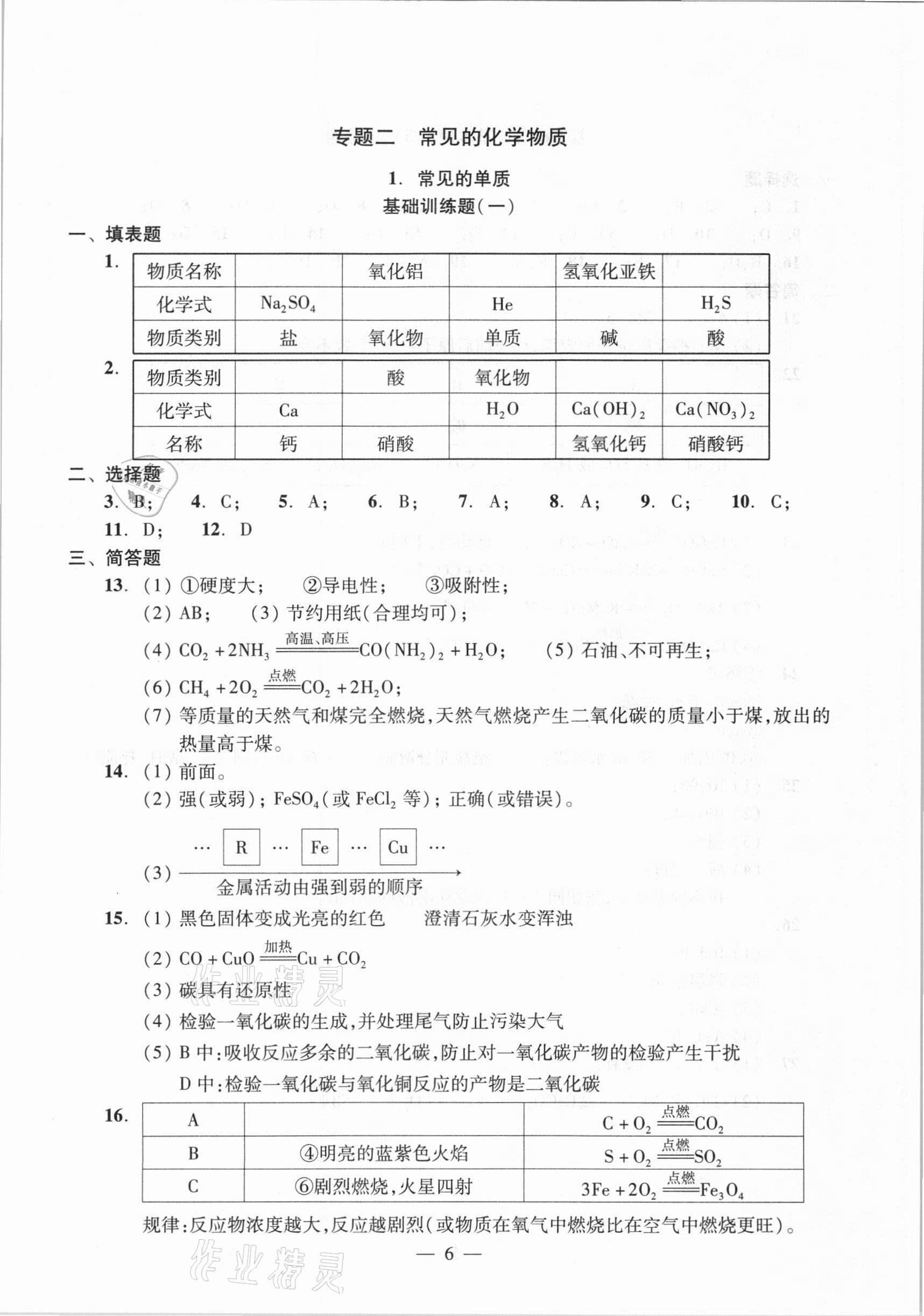 2021年初中化學(xué)測(cè)試與評(píng)估 參考答案第6頁(yè)