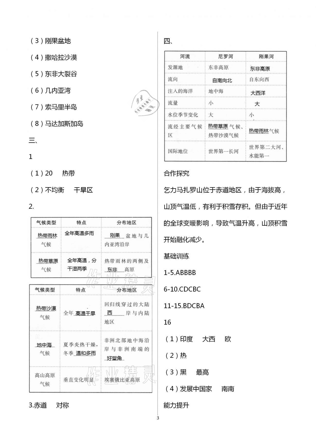 2021年同步練習(xí)冊七年級(jí)地理下冊湘教版山東教育出版社 第3頁