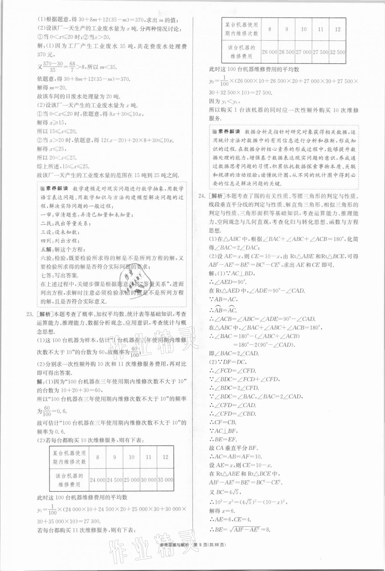 2021年春雨教育考必勝福建省中考試卷精選數(shù)學(xué) 參考答案第9頁