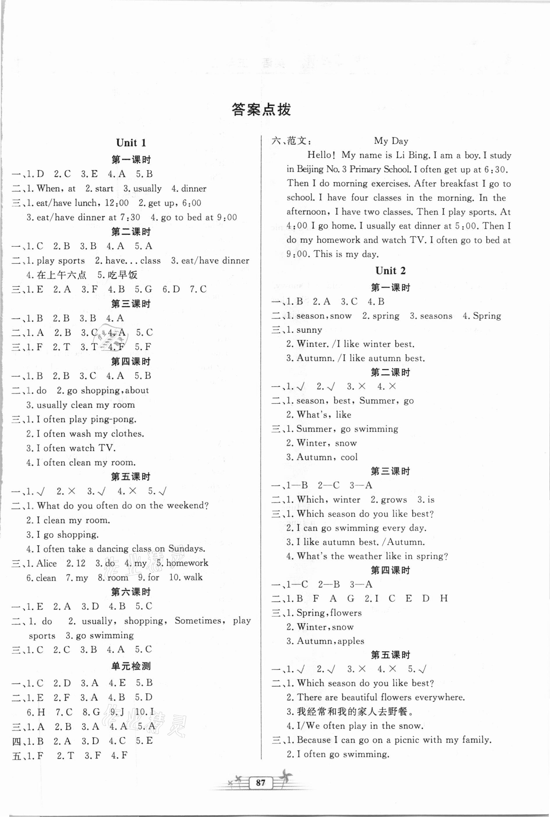 2021年陽(yáng)光課堂金牌練習(xí)冊(cè)五年級(jí)英語(yǔ)下冊(cè)人教版 第1頁(yè)