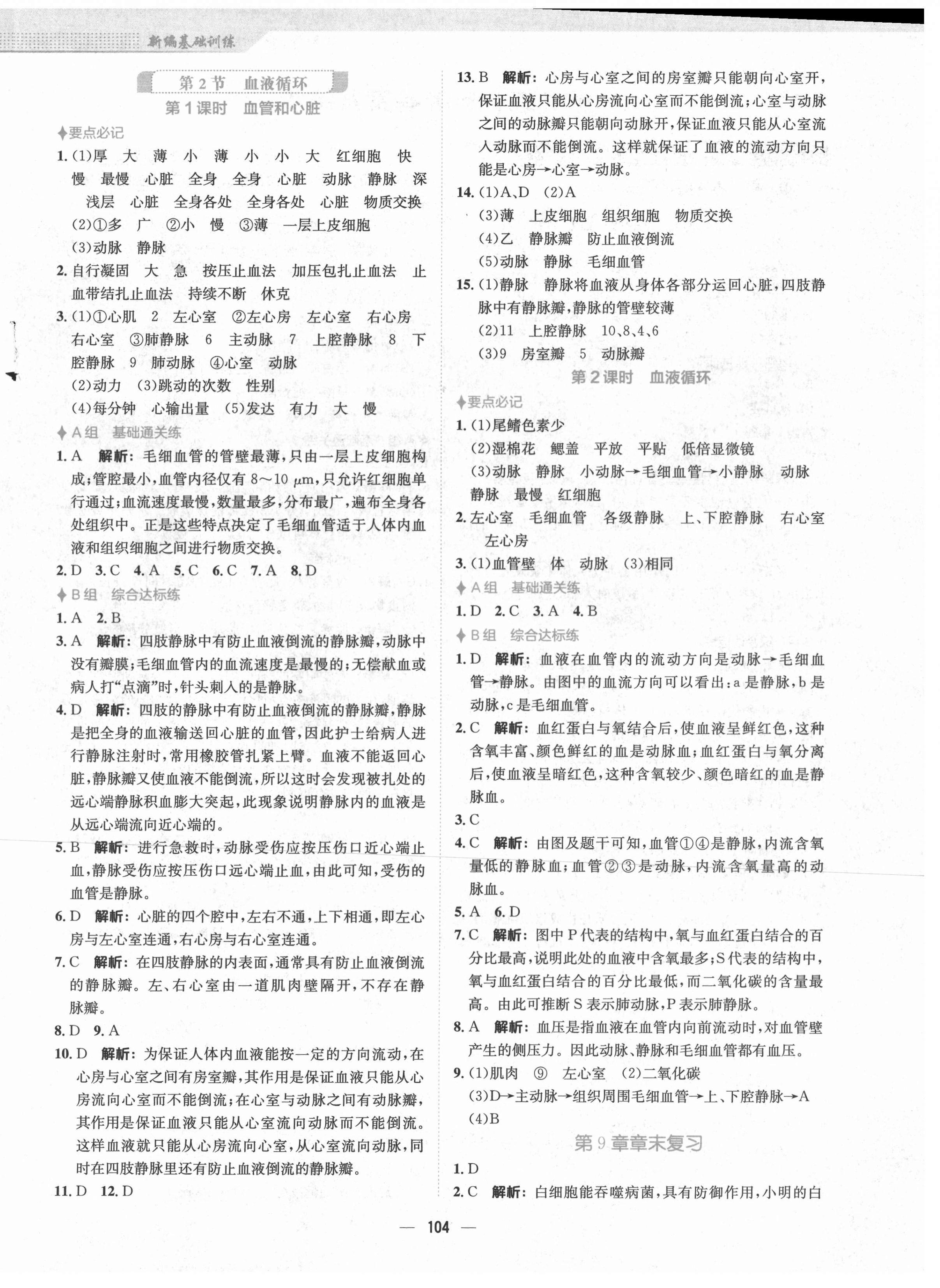 2021年新编基础训练七年级生物学下册北师大版 第4页