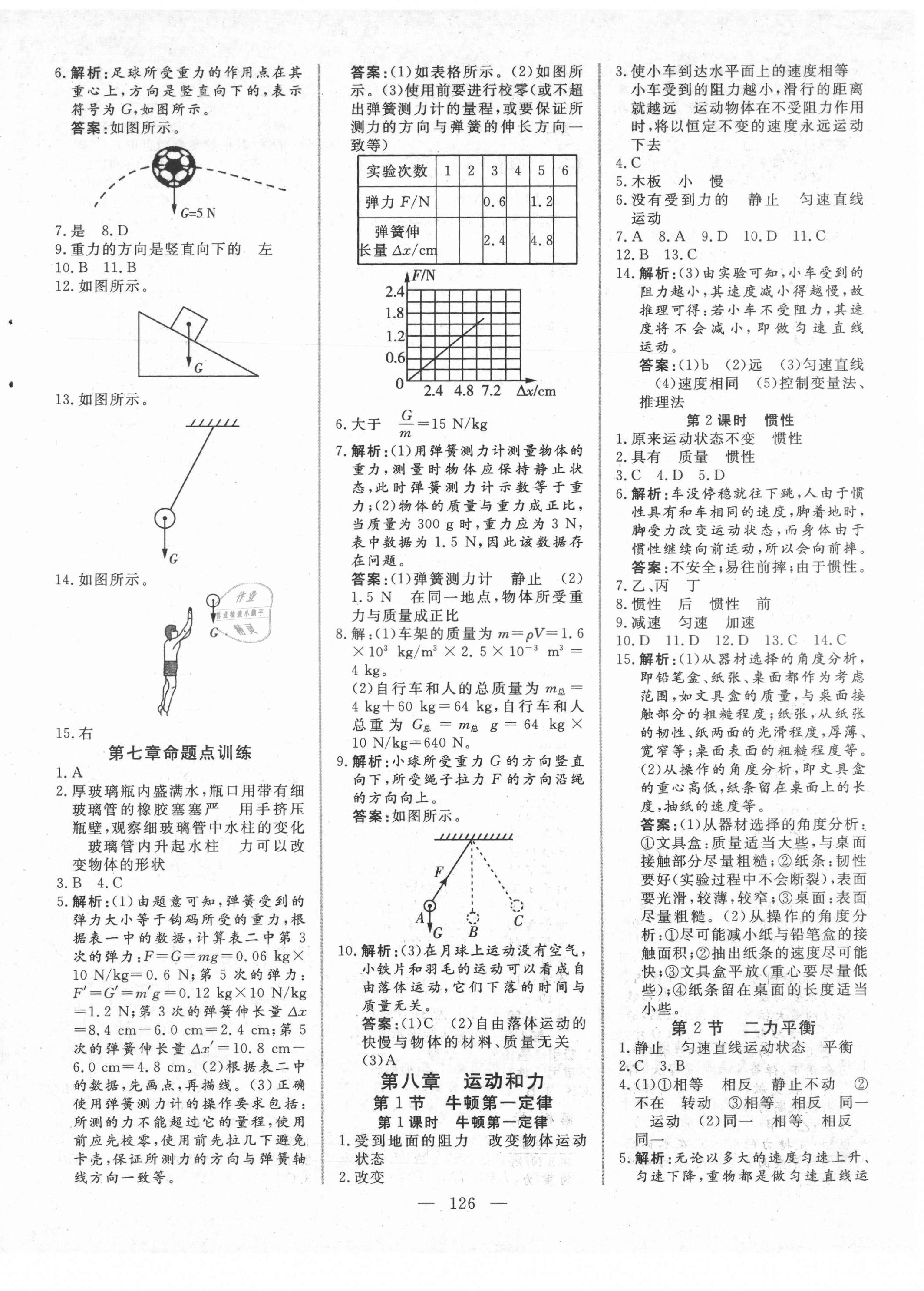 2021年新起点作业本八年级物理下册人教版 参考答案第2页