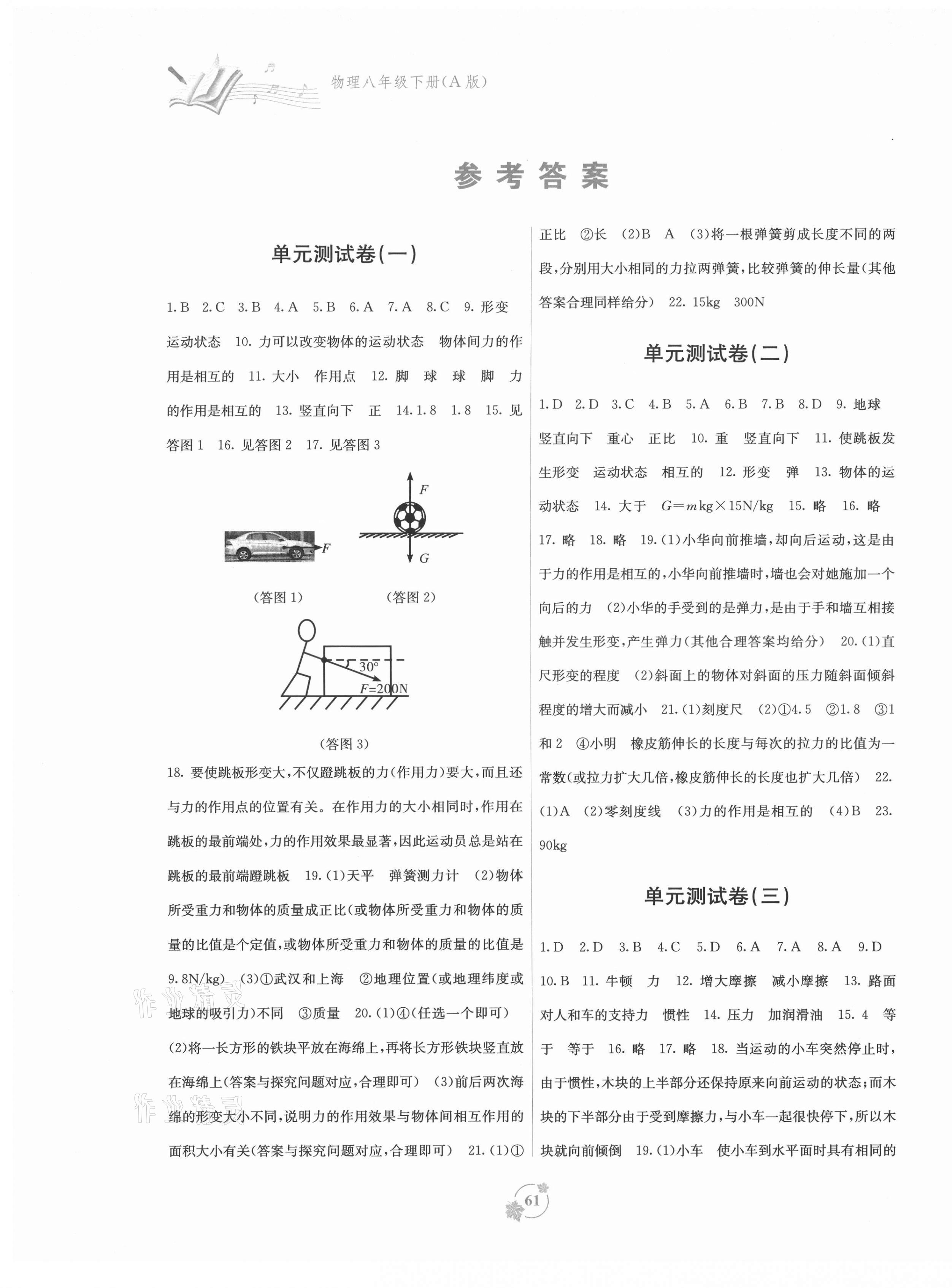 2021年自主學(xué)習(xí)能力測評單元測試八年級(jí)物理下冊人教版A版 第1頁