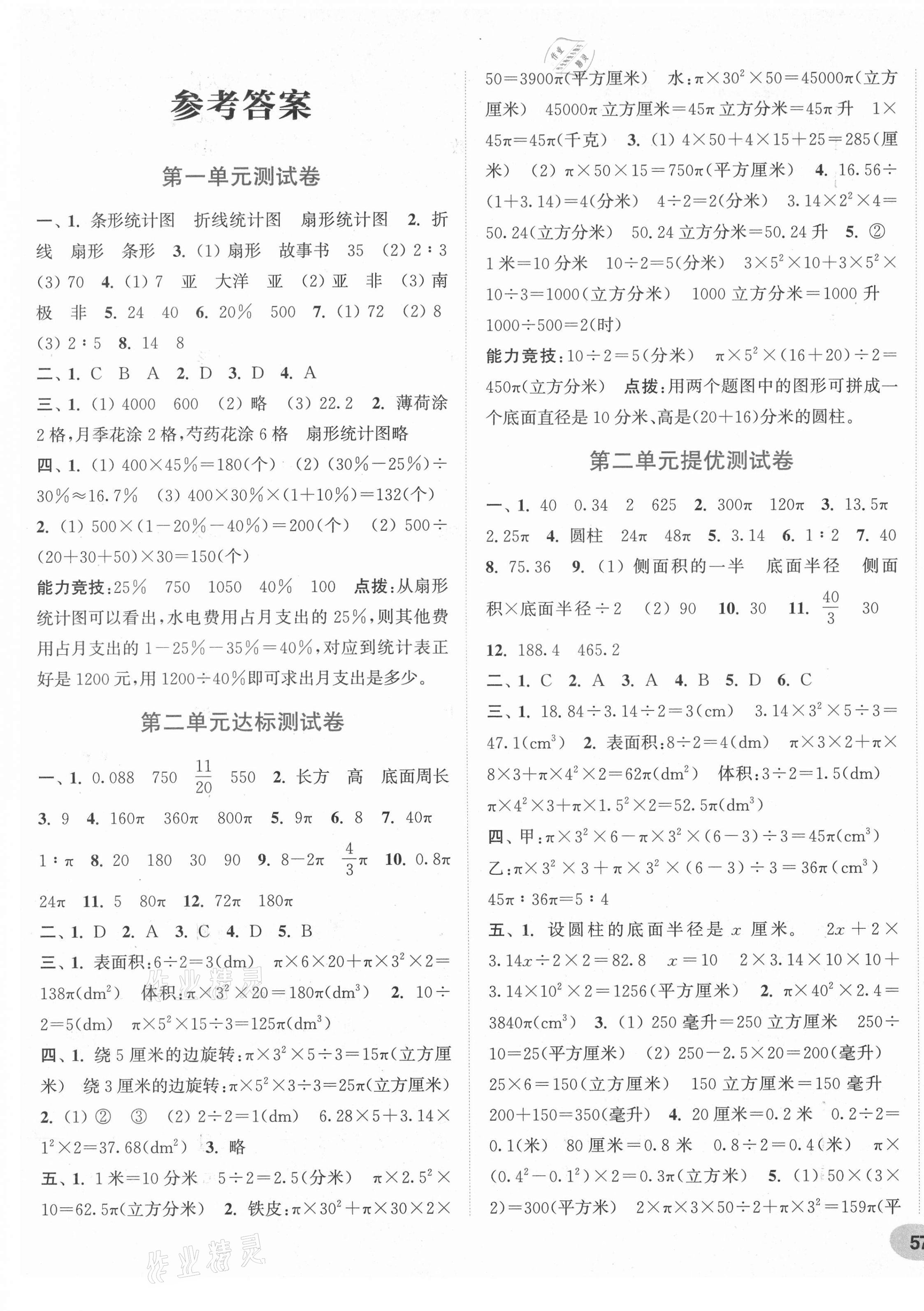 2021年通城學(xué)典卷典六年級數(shù)學(xué)下冊蘇教版 第1頁