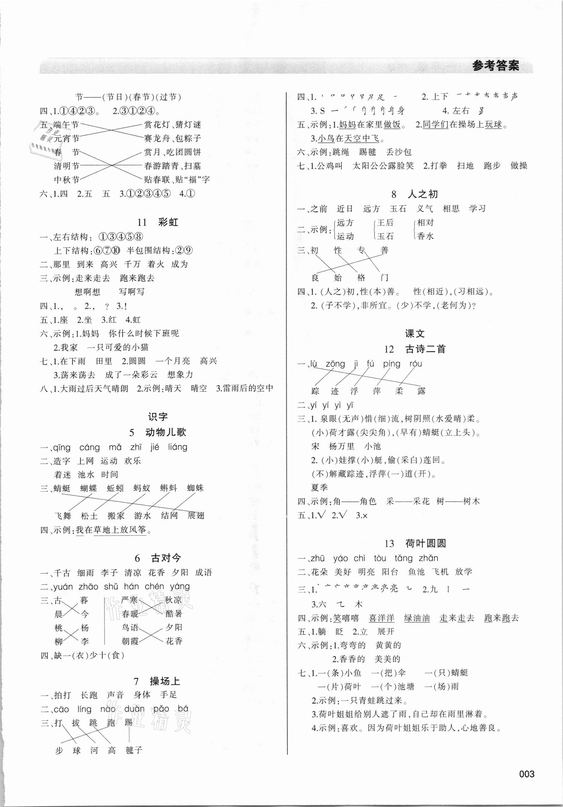 2021年学习质量监测一年级语文下册人教版 第3页