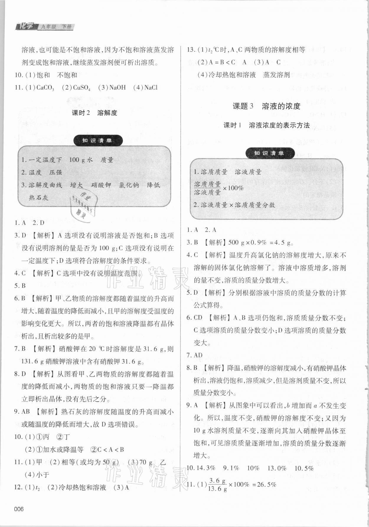 2021年學(xué)習(xí)質(zhì)量監(jiān)測(cè)九年級(jí)化學(xué)下冊(cè)人教版 參考答案第6頁(yè)