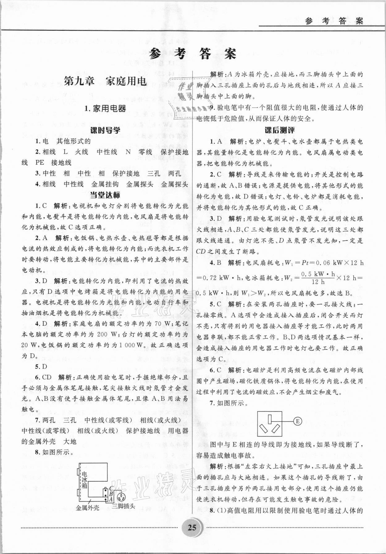 2021年奪冠百分百初中精講精練九年級(jí)物理下冊(cè)教科版 參考答案第1頁(yè)