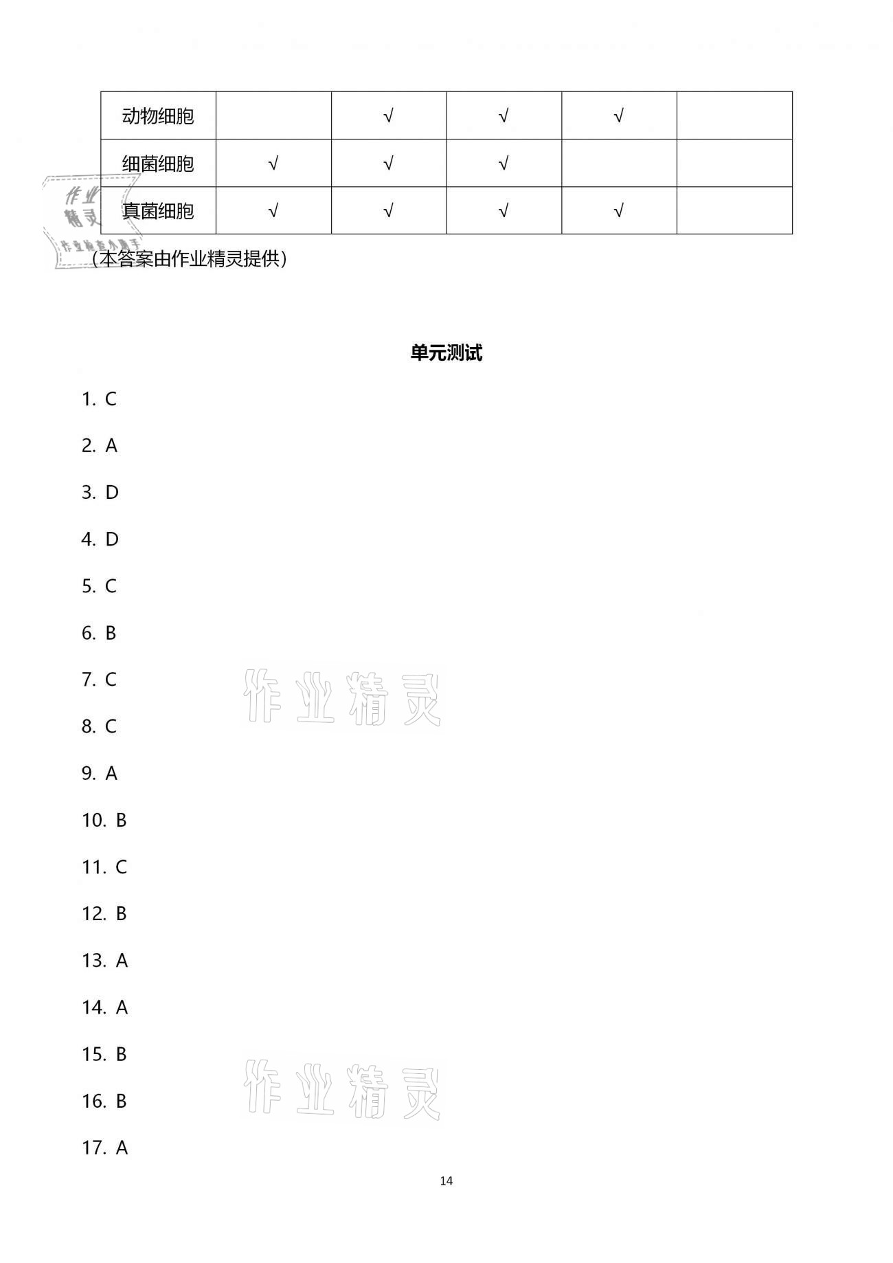 2021年導(dǎo)學(xué)新作業(yè)七年級科學(xué)下冊浙教版 參考答案第14頁