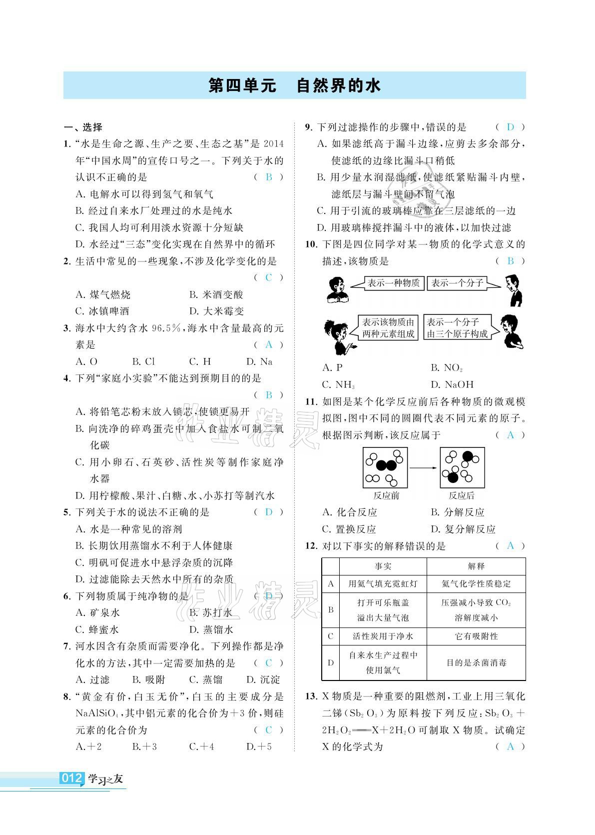 2021年學(xué)習(xí)之友九年級(jí)化學(xué)下冊(cè)人教版 參考答案第12頁(yè)