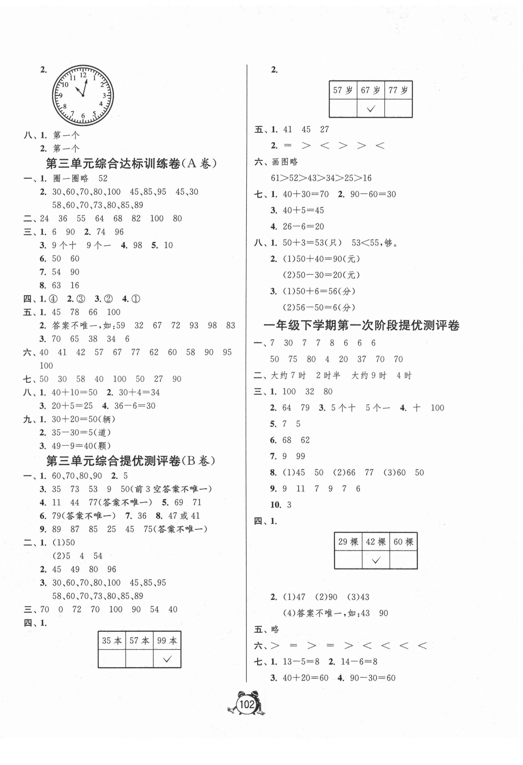 2021年單元雙測同步達標活頁試卷一年級數(shù)學(xué)下冊青島版 第2頁