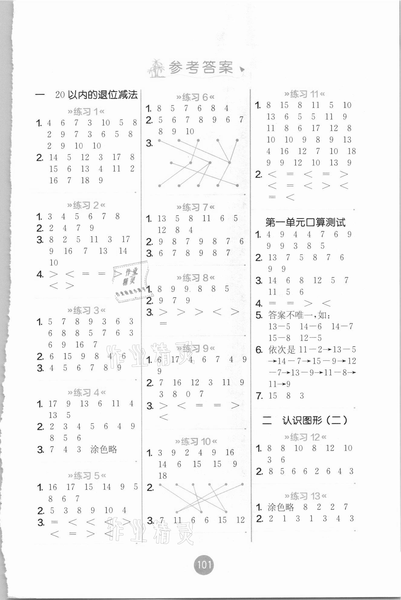 2021年小學數學口算心算速算一年級下冊蘇教版 第1頁