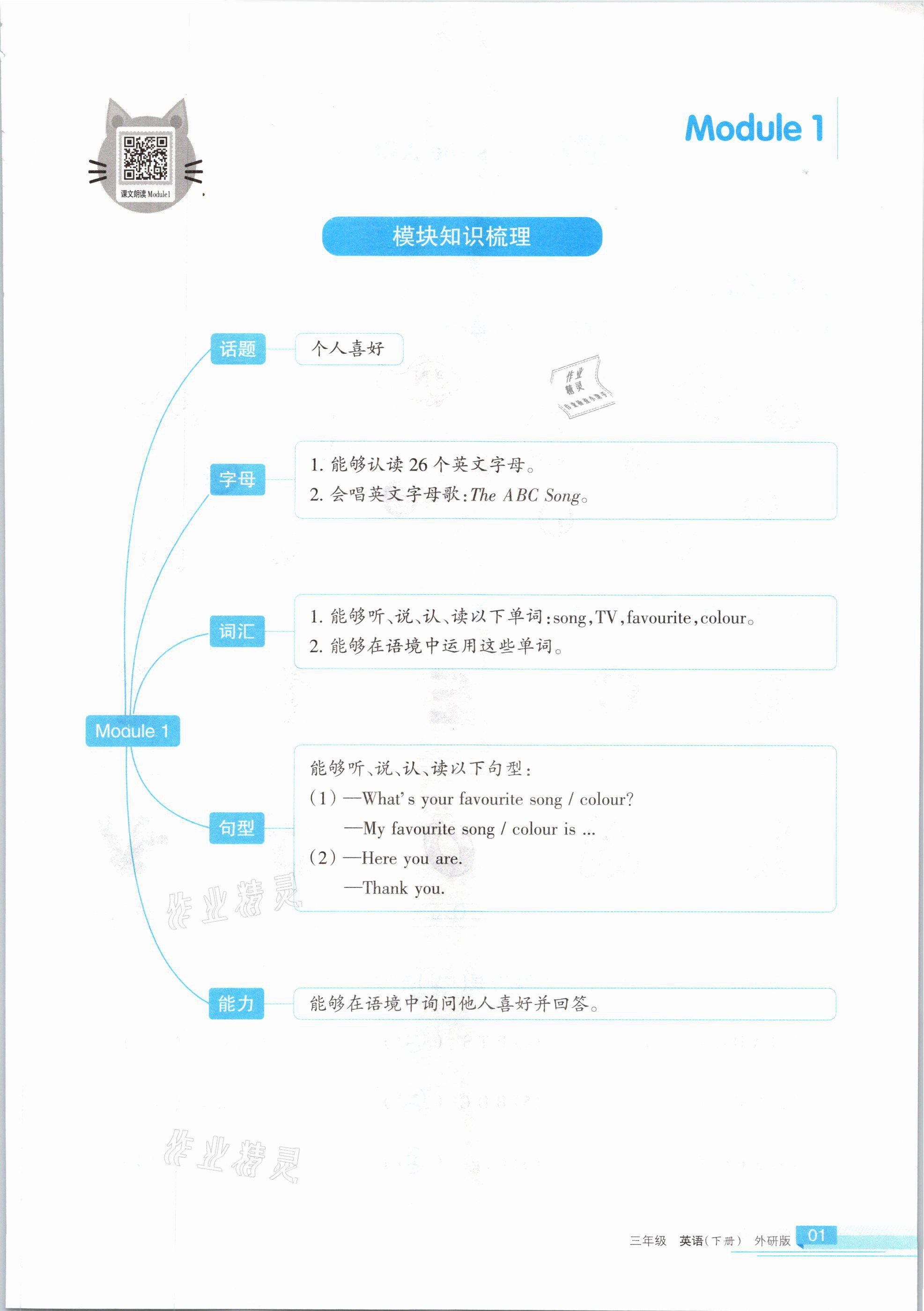 2021年学习之友三年级英语下册外研版 参考答案第1页