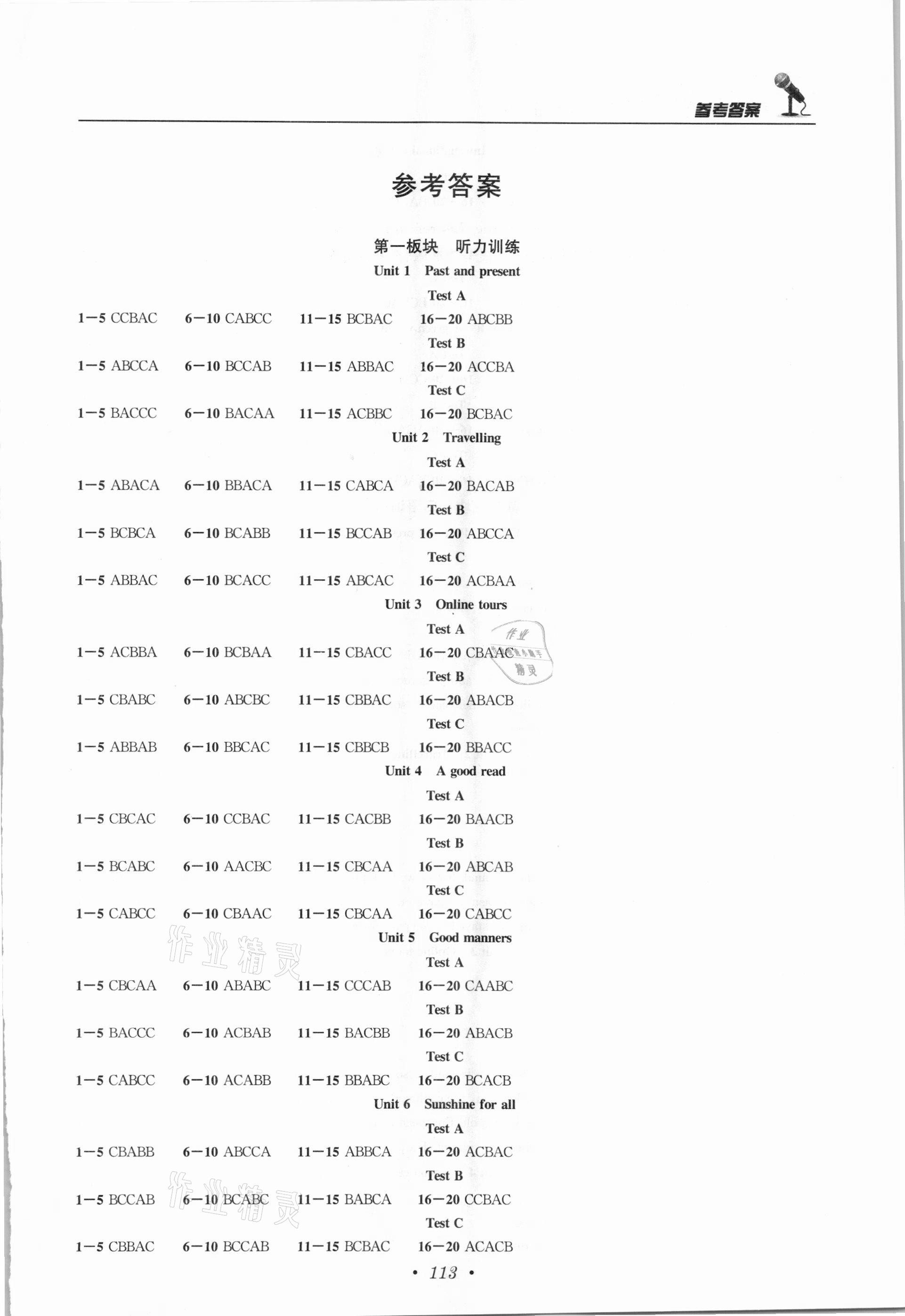 2021年英语听力训练人机对话八年级下册译林版 参考答案第1页