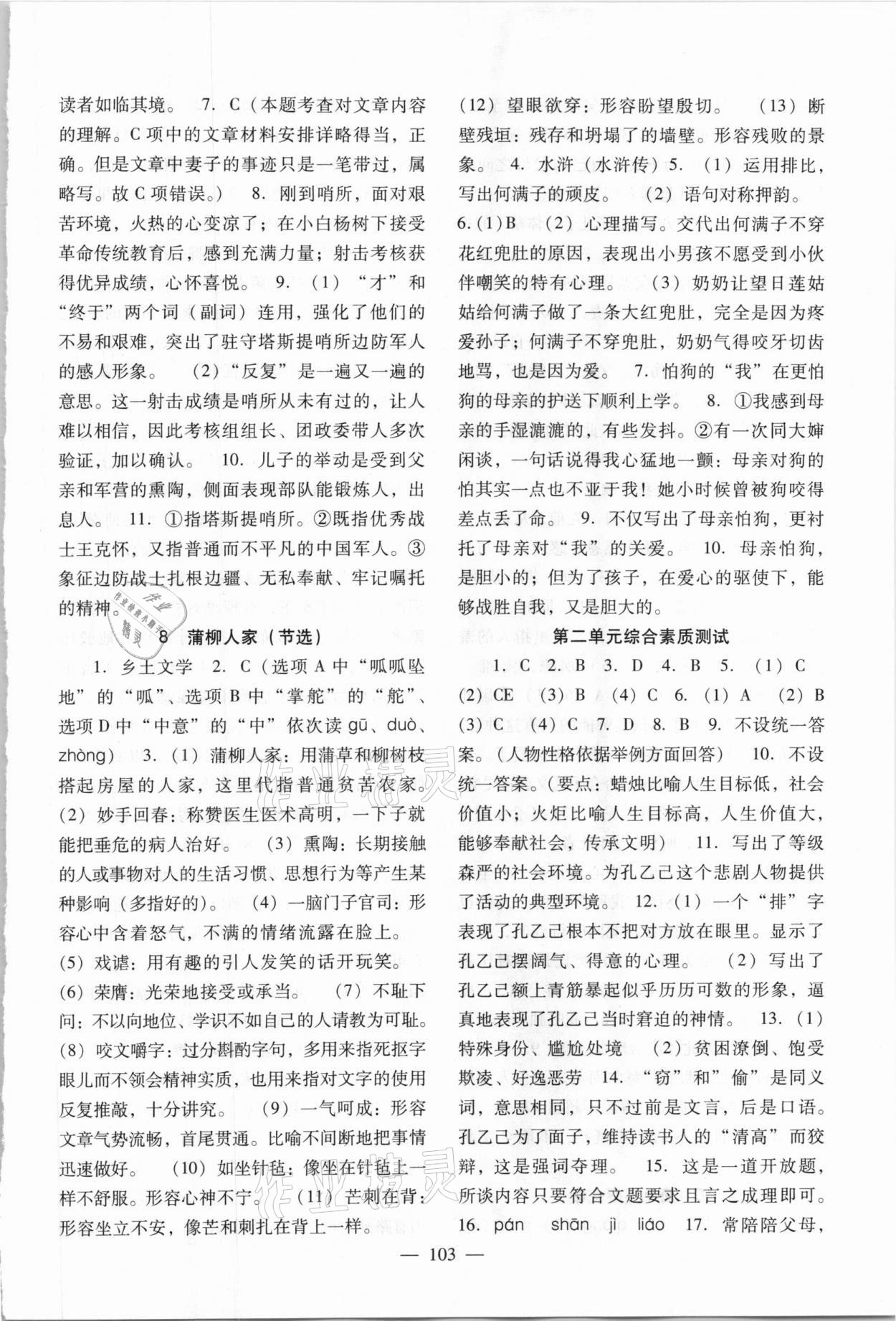 2021年語文配套綜合練習(xí)九年級下冊人教版 參考答案第4頁