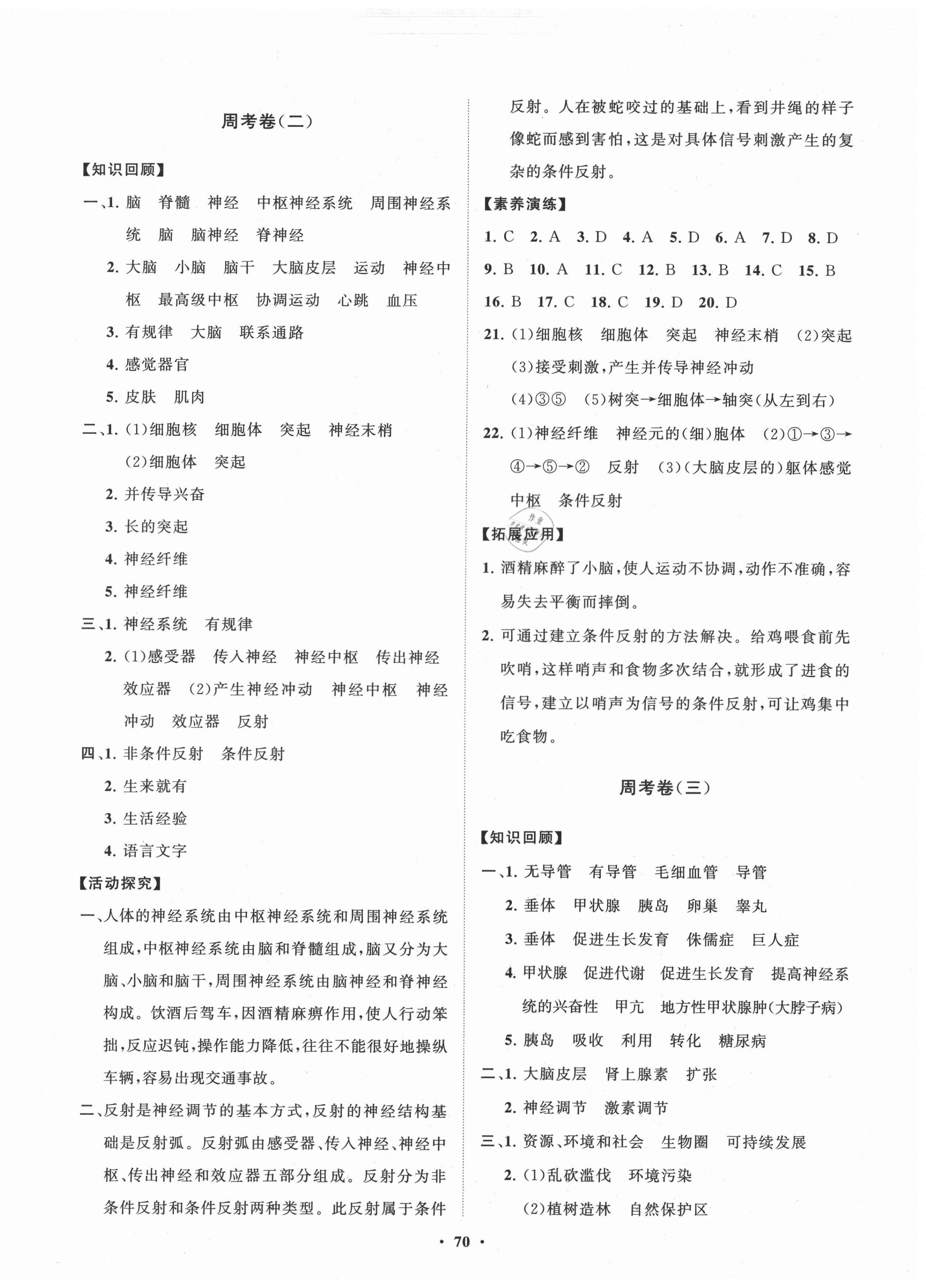 2021年初中同步練習冊分層卷七年級生物下冊魯科版54制 第2頁