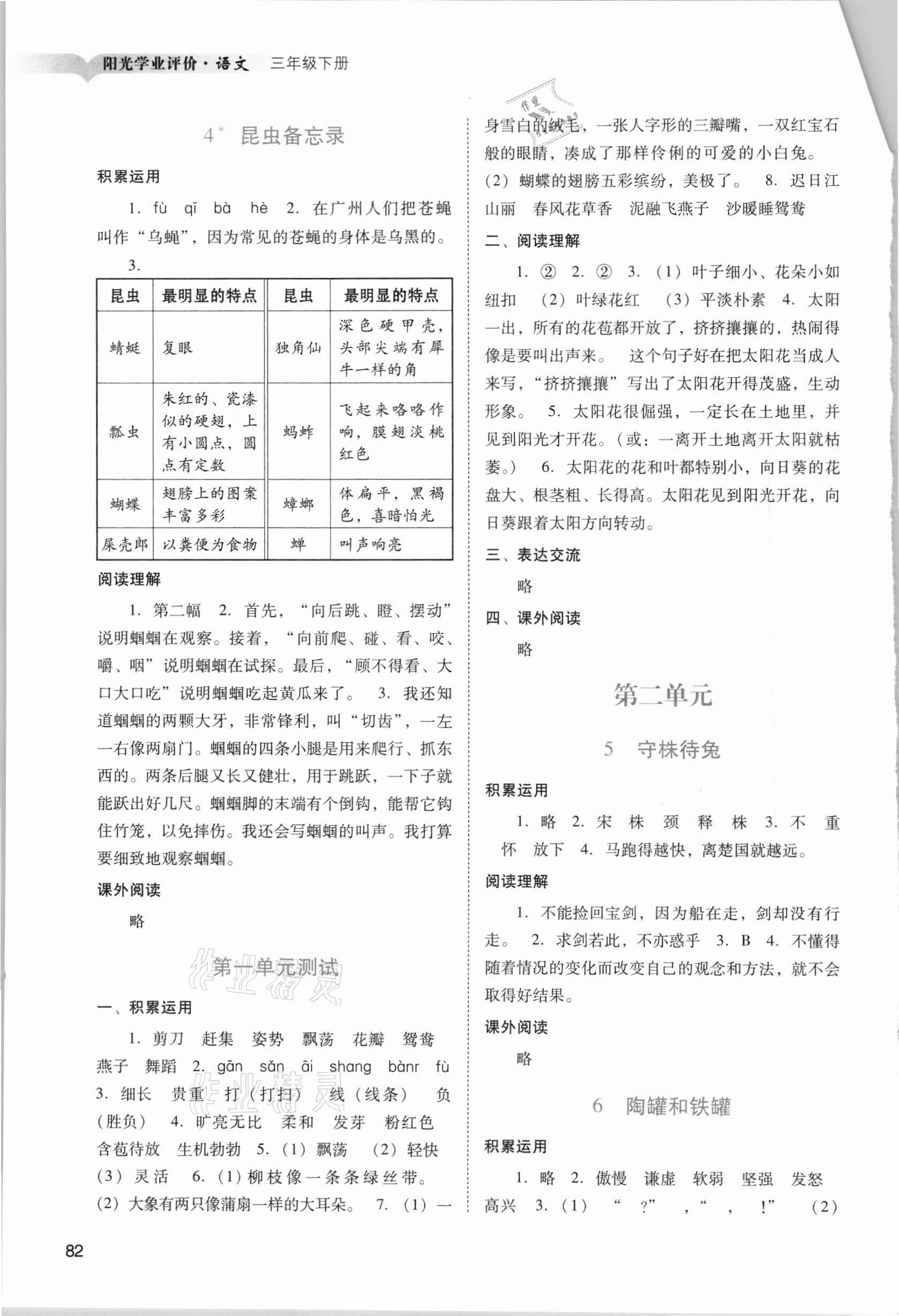 2021年阳光学业评价三年级语文下册人教版 第2页